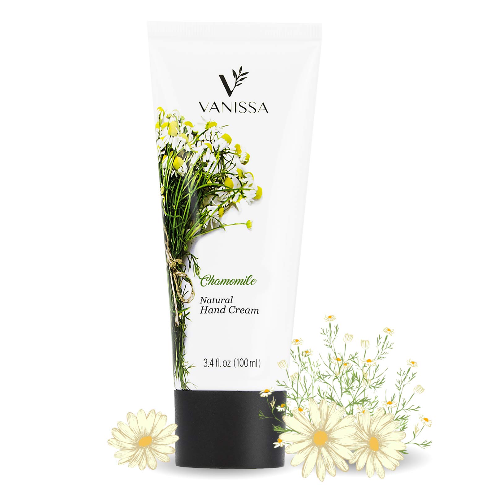 Vanissa 3.4 oz Natural Hand Cream Made with Shea Butter, Olive Oil, Jojoba Seed Oil,Chamomile Extract. Deep Moisturizing and Nourishing For Dry Hands, Proudly Made In USA. (Chamomile, 3.4 oz)