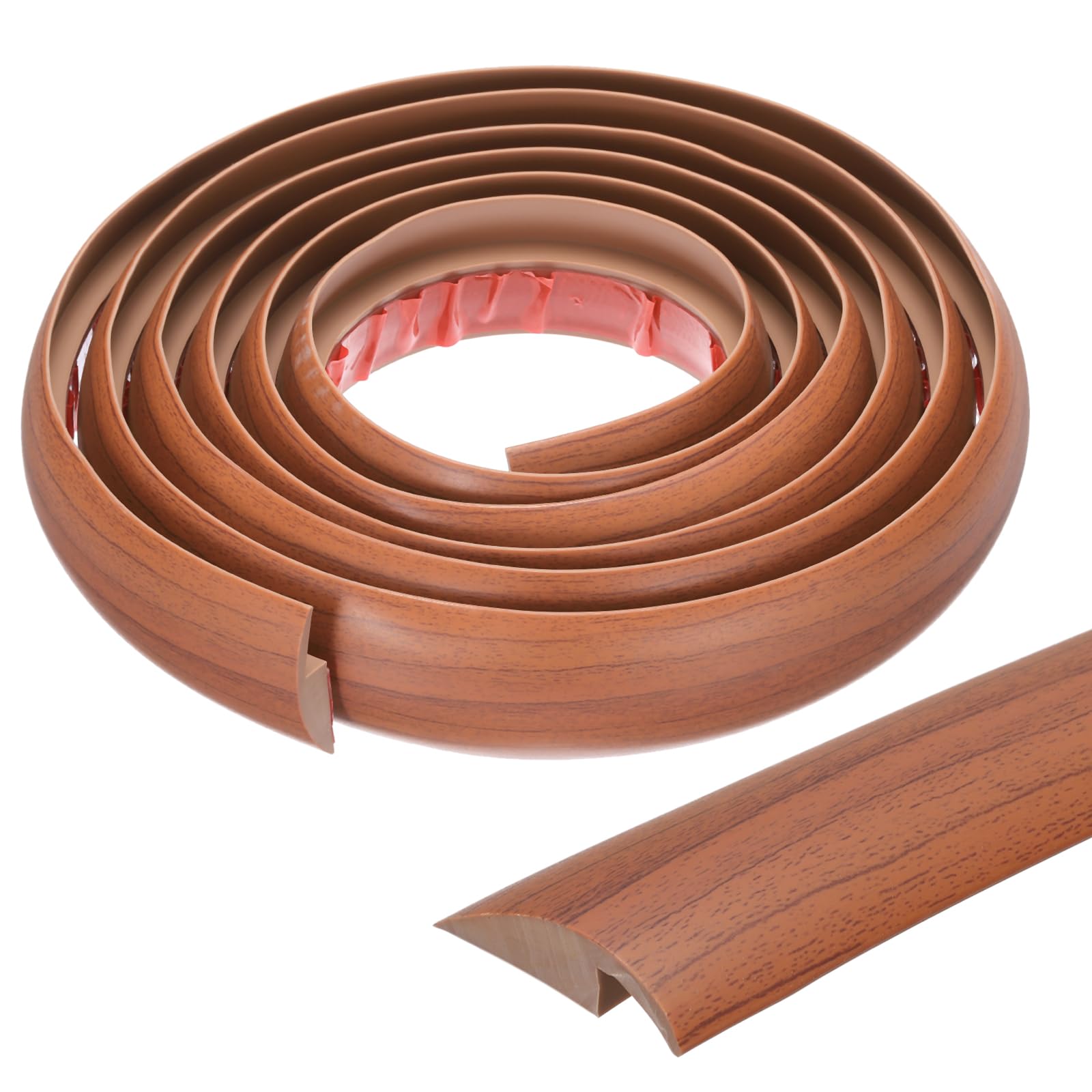 MECCANIXITY Floor Transition Strip Self Adhesive, 3m/9.8ft Laminate Door Transition Strips Carpet Edging Strip for Carpet Doorways Joining Floor Gaps Fit for 7mm Height, Red Wood Grain