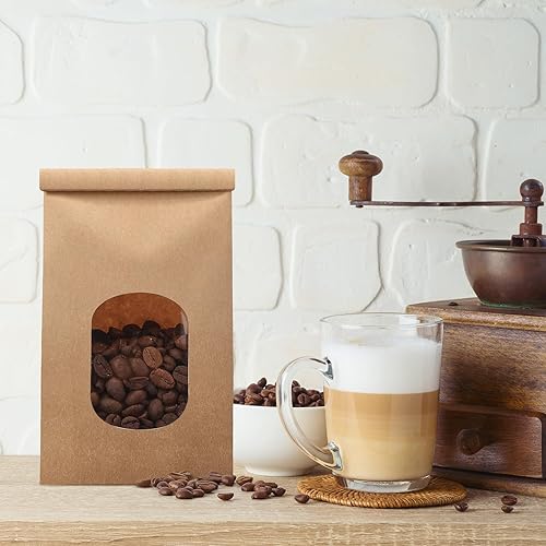 Miniatura 6 de 250 bolsas de panadería con ventana, papel kraft pequeño de 3.54 x 2.36 x 6.7 pulgadas, para galletas y golosinas, bloqueo de lata, marrón, para