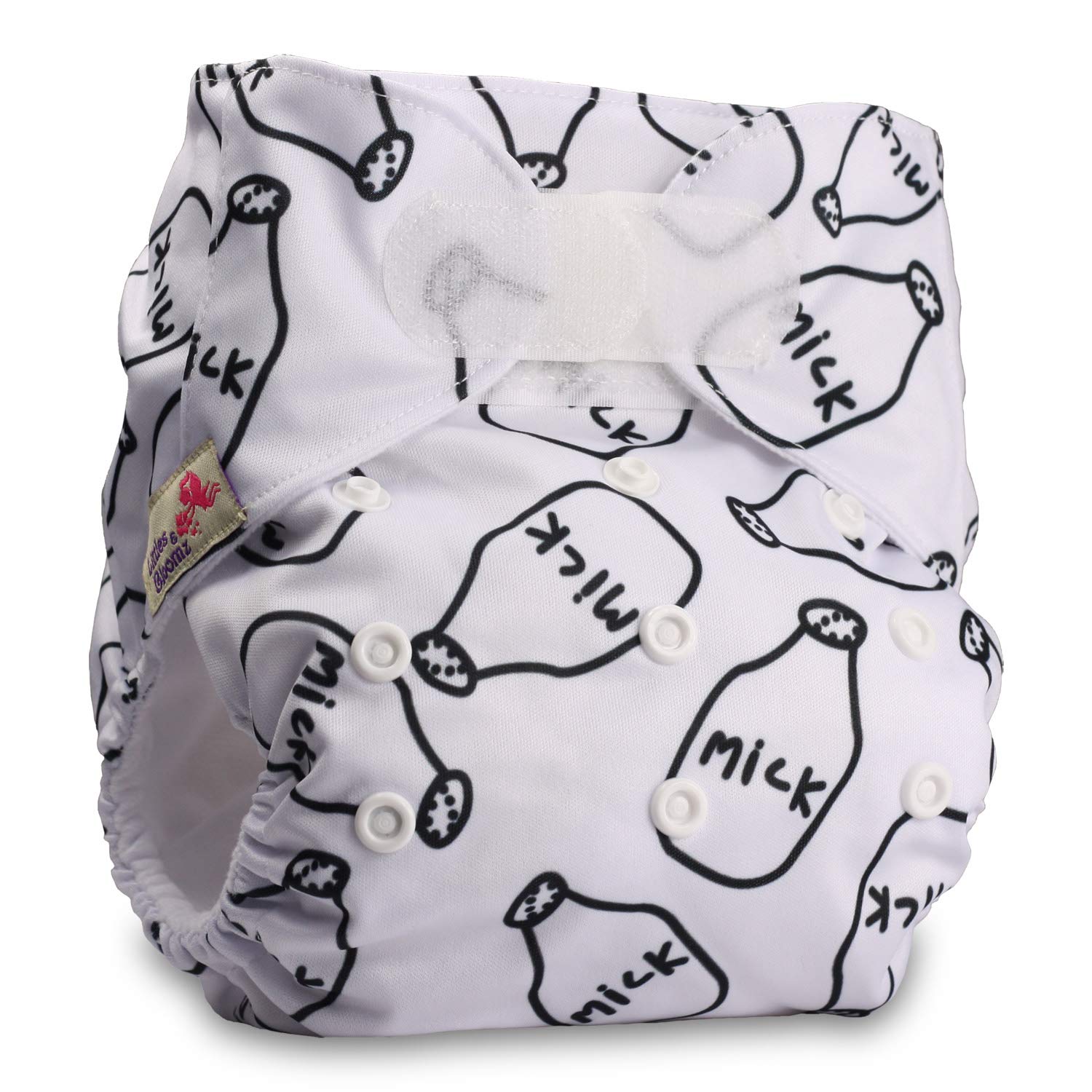 Littles & Bloomz, Reusable Pocket Cloth Nappy, Fastener: Hook-Loop, Set of 1, Pattern 49, with 1 Bamboo Charcoal Insert