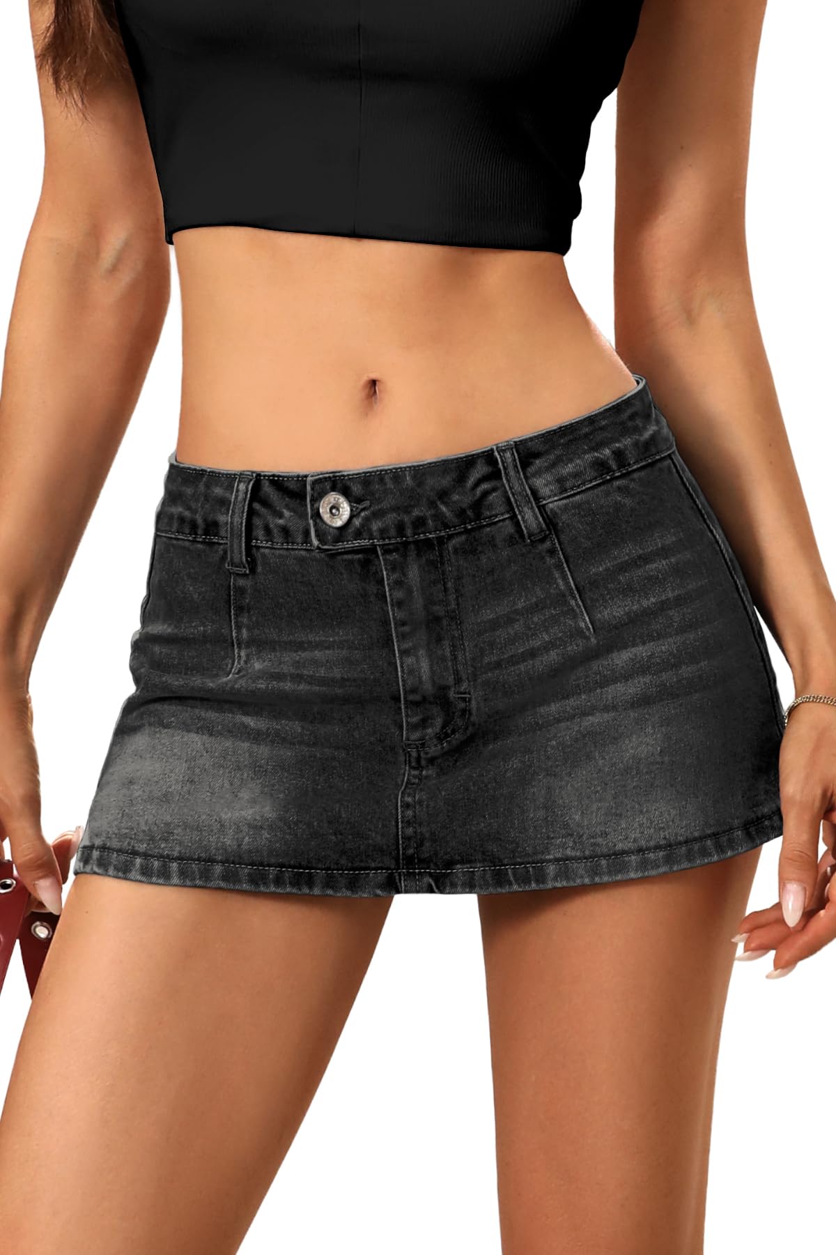 ELLEVEN Low Rise Denim Mini Skirt