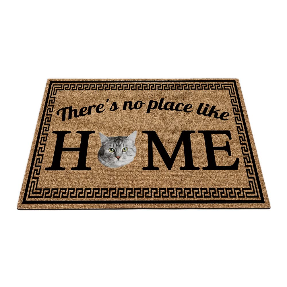 BAGEYOU There's no Place Like Home Doormat with Lovely Cat Welcome Floor Mat for Home Decor 35.4"x23.6"