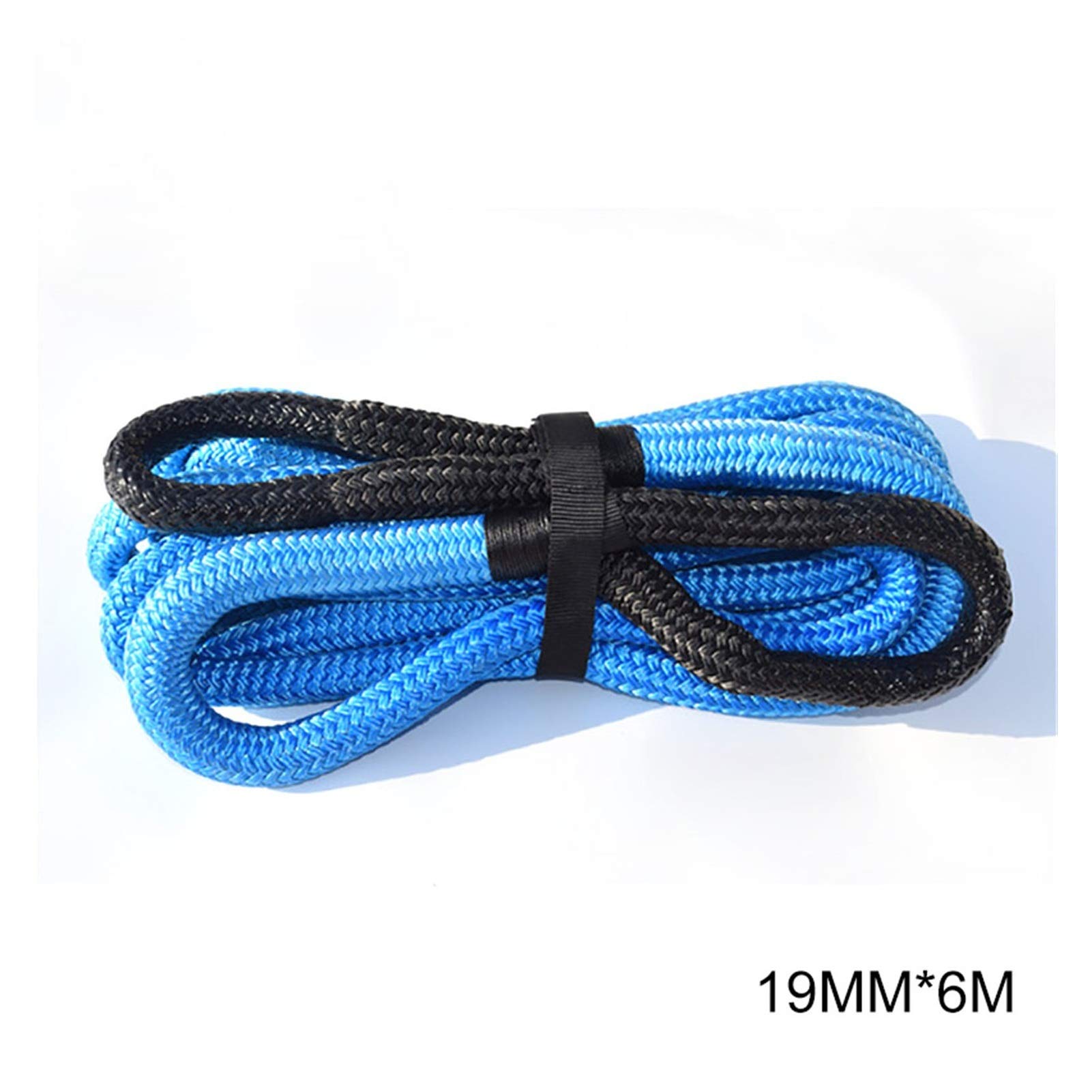 Syntetyczna lina wyciągarki, Lina kinetyczna, podwójna oplatająca liny odzyskiwania, lina energetyczna do pojazdów terenowych 4WD ATV UTV(Black 12mm 6m)