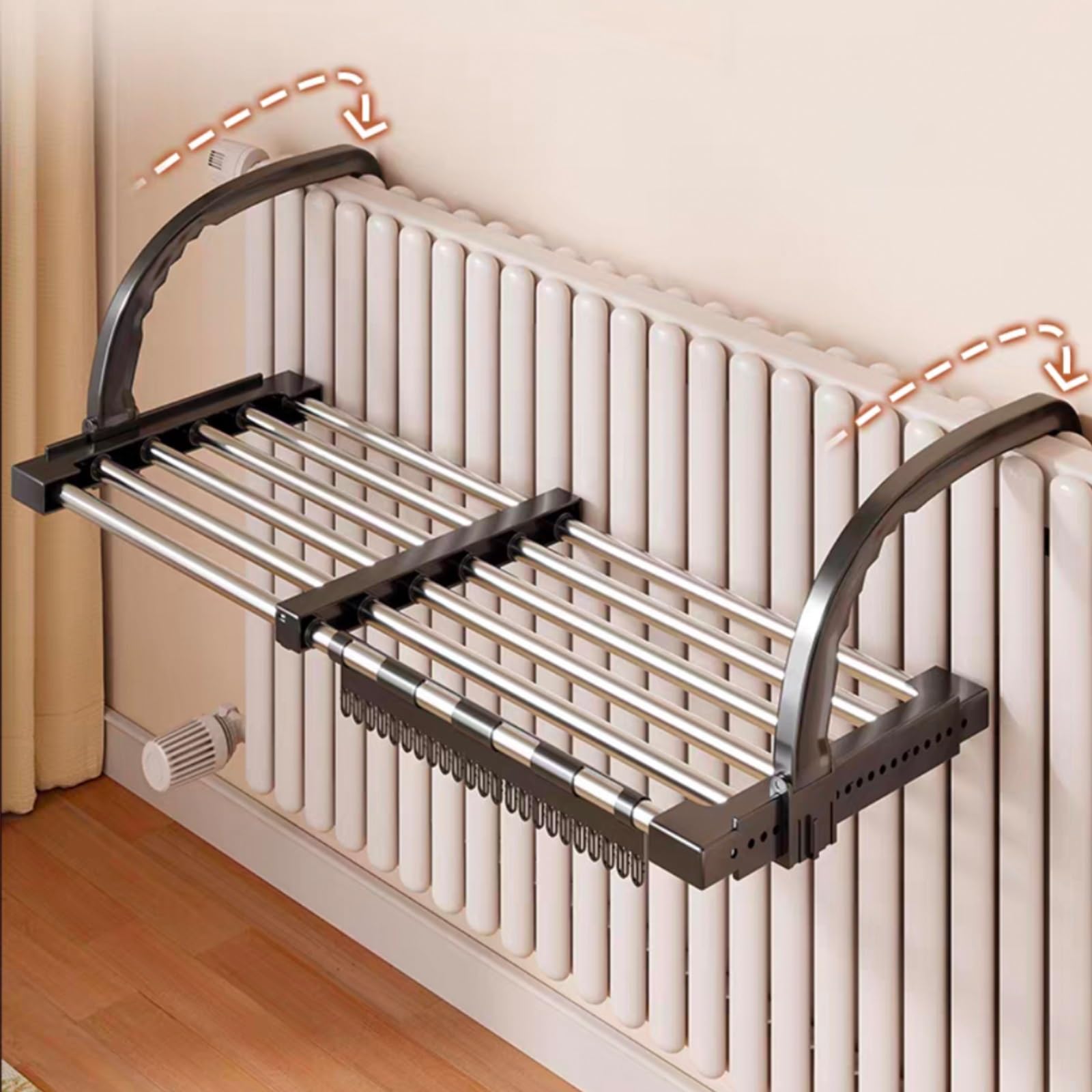 Étendoir à linge extensible en inox de 63 à 110 cm pour balcon