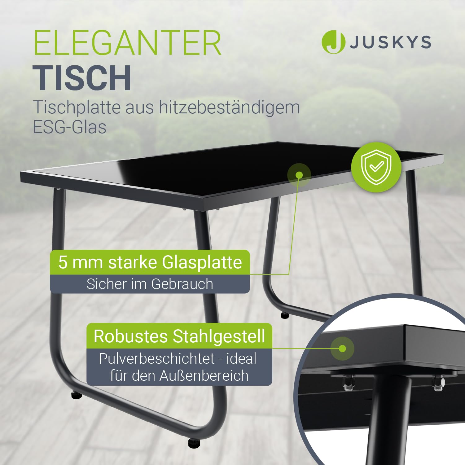 Juskys Gartenmöbelset Genua 4-TLG. – Anthrazit, Outdoor Sitzgruppe, Tisch & Bank, wetterfestes Textil, LongLife Stahlgestell