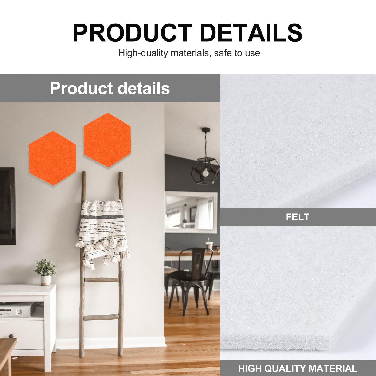 CANIGHT Tablón de Anuncios Hexagonal de Fieltro Eva Autoadhesivo Colorido, Panel Decorativo para Pared 10 Piezas, Adecuado para Oficina y Hogar