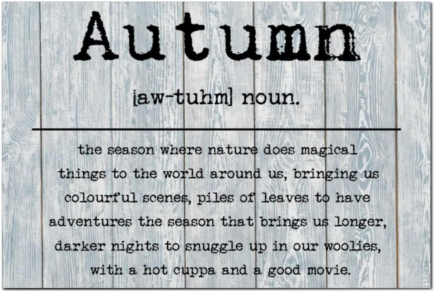 Inspirational Motto Decor Wall Art Autumn Definition Wooden Sign Shabby