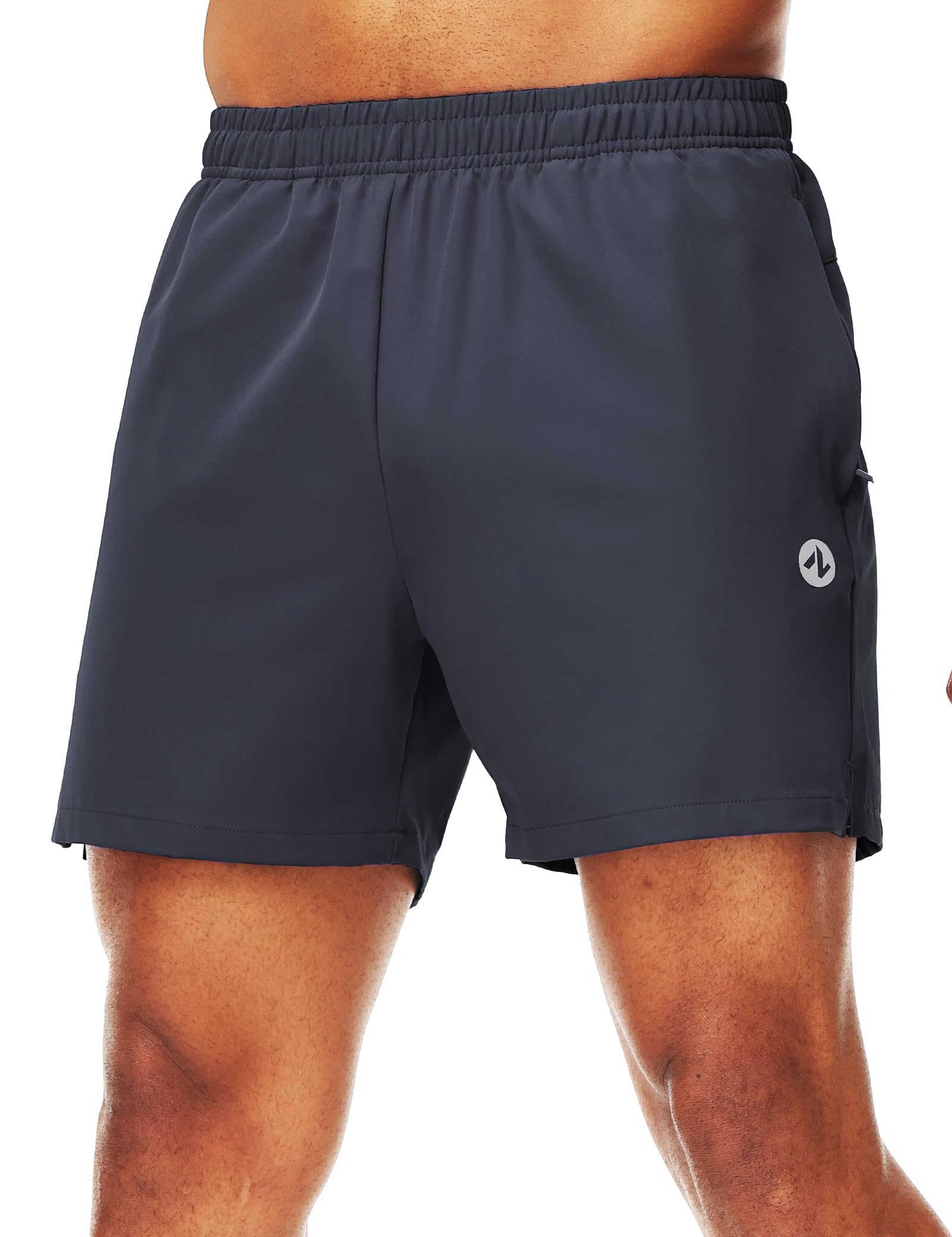 Nepest Men’s Running Athletic Shorts with Zipper Pockets 5 in Inseam Linerless Dry Fit Workout Gym Shorts