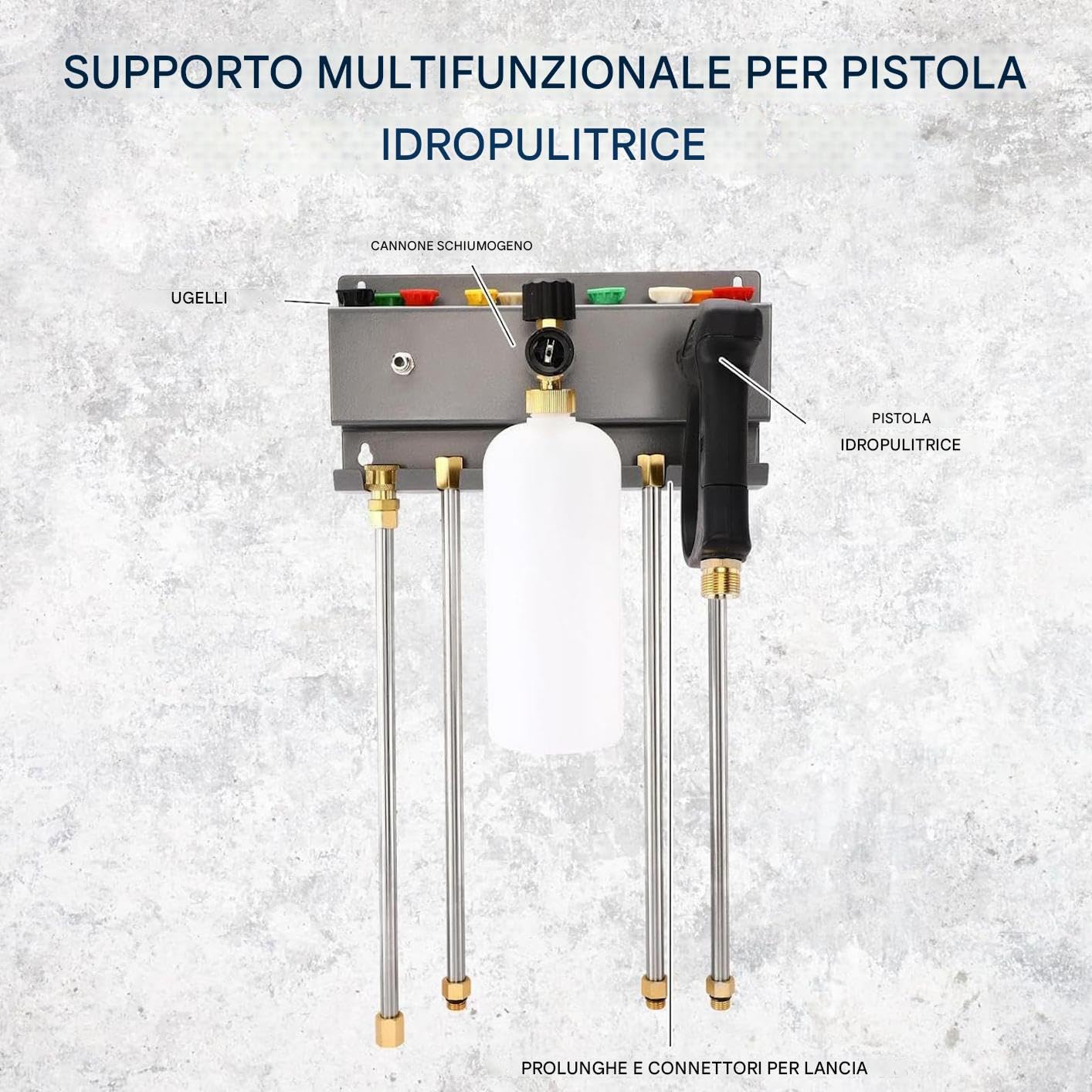 Rastrelliera Per Idropulitrice - Supporto Per Cannone In Schiuma Da 28x15 Cm, Robusto ?upporto Per Ferro, Organizer Per La Pulizia D?ll'auto, Supporto Per Spruzzatore Resistente | Porta Attrezzi Salva