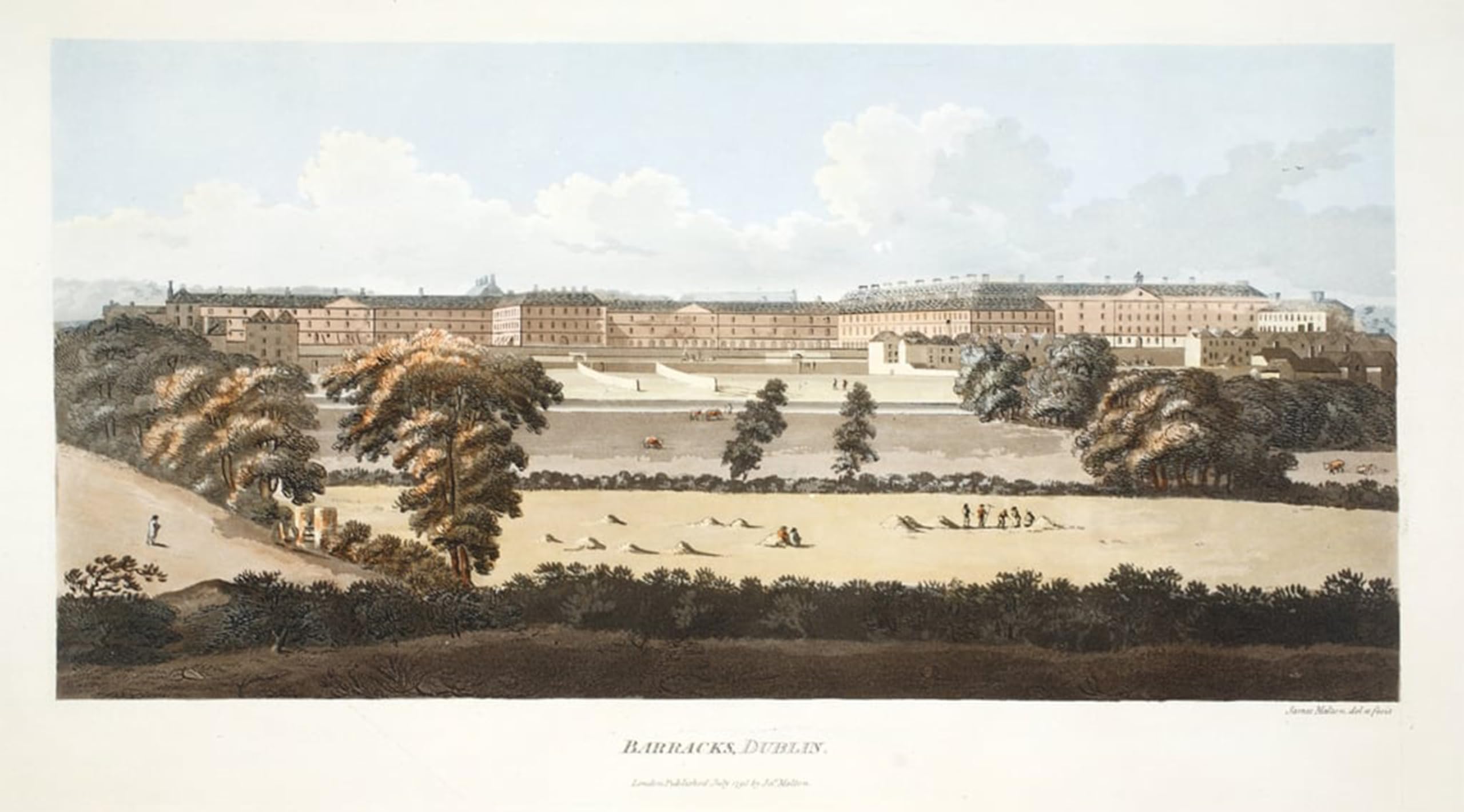 POSTERIIk Vintage Art Print Images Pictures Print Barracks Dublin by Famous Painter Modern Colour Posters for Office Home Decor 60x90cm