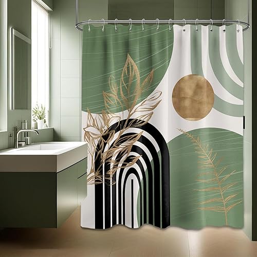 Miniatura 46 de Cortina de ducha moderna de mediados de siglo en blanco y negro, cortinas de ducha para hombre, juego de decoración de baño para hombres, patrón