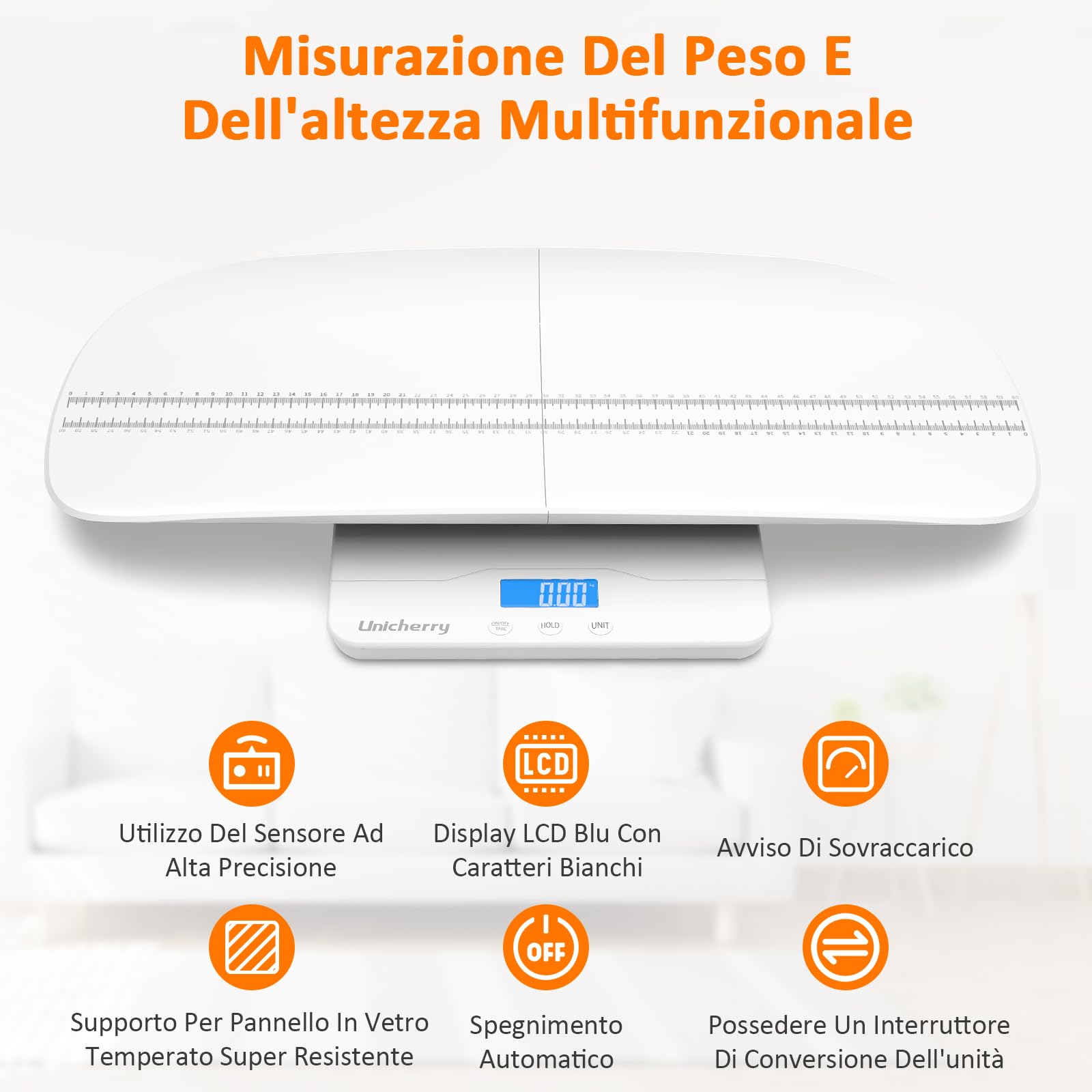 Bilancia Neonato, Bilancia Per Neonati Multifunzionale con vassoio removibile, Bilancia digitale per neonati con funzioni Tare e Hold