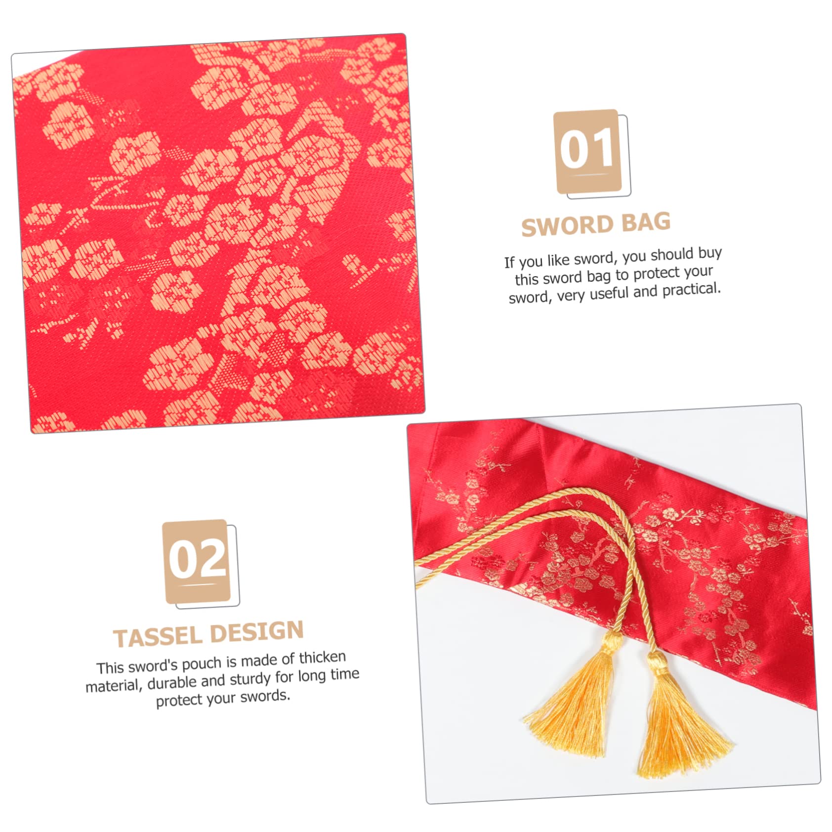 balacoo Vintage Silk Cloth Sword Bag for Stylish Protective Pouch with Opening and Tassel Design for Swords Storage and Display