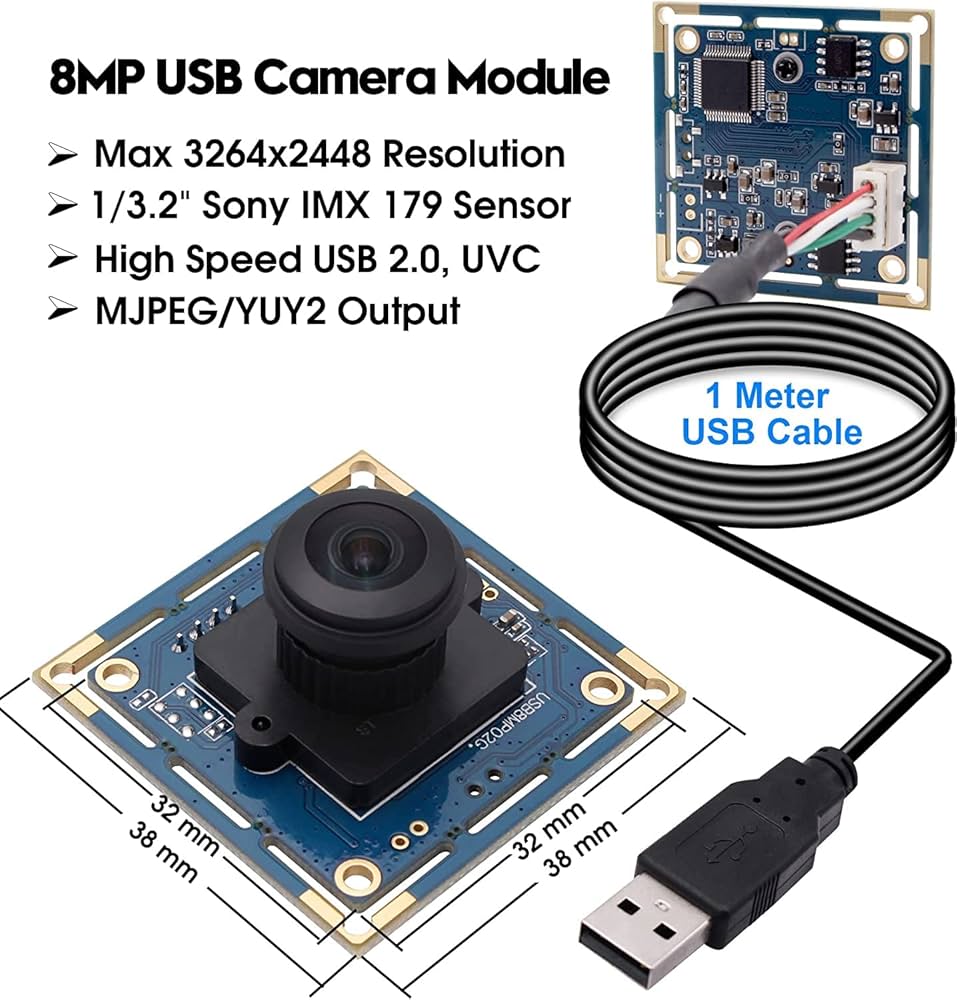 ELP USBウェブカメラ HD画質 800万画素 USB8MP02G-L180 Amazon.co.jp: ELP 800万画素 ウェブカメラ広角手動調整可能な