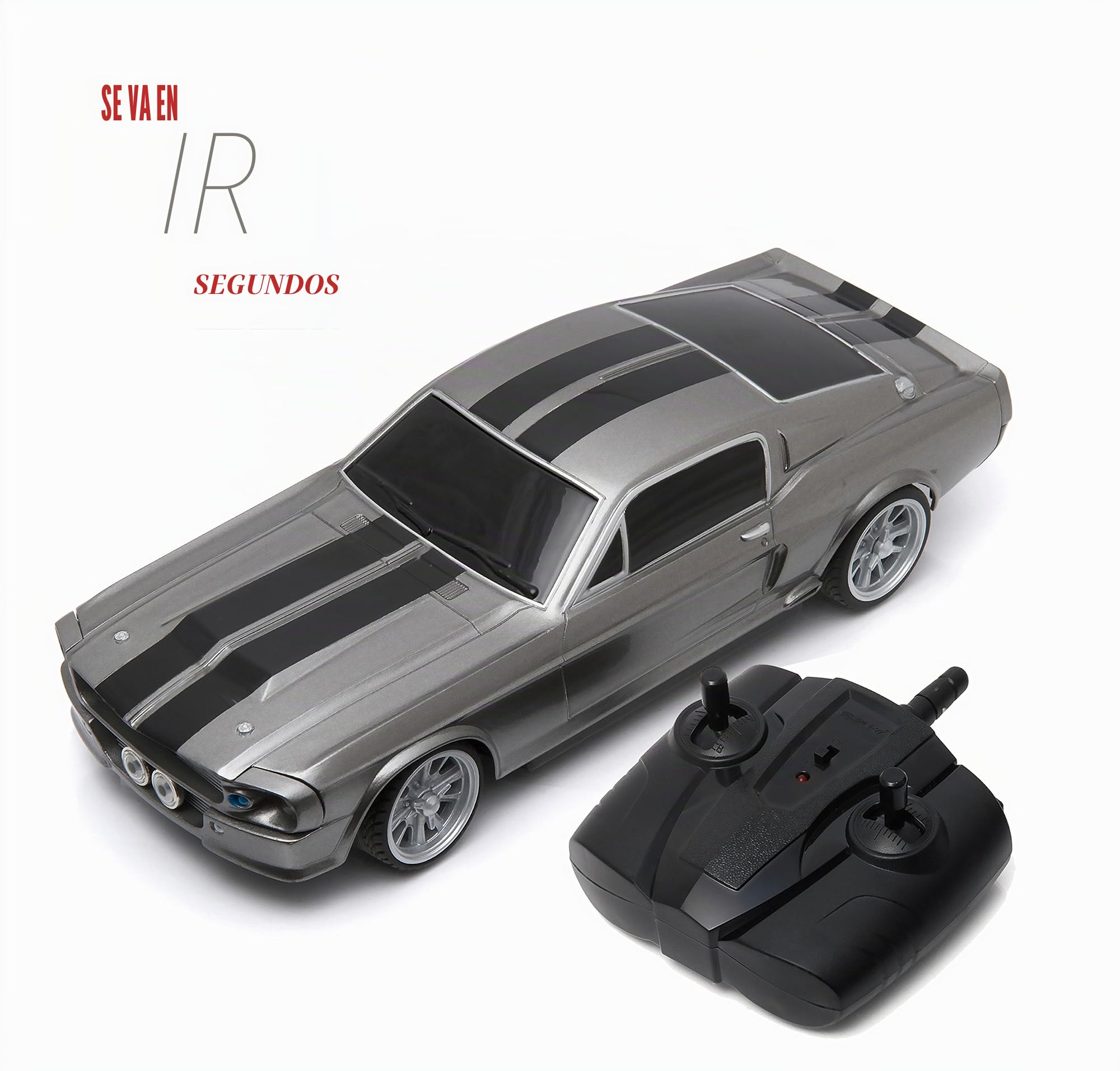 Greenlight-Vehículo Teledirigido 1967 Mustang Eleanor 1:18, Color Gris métal/Noir (91001)