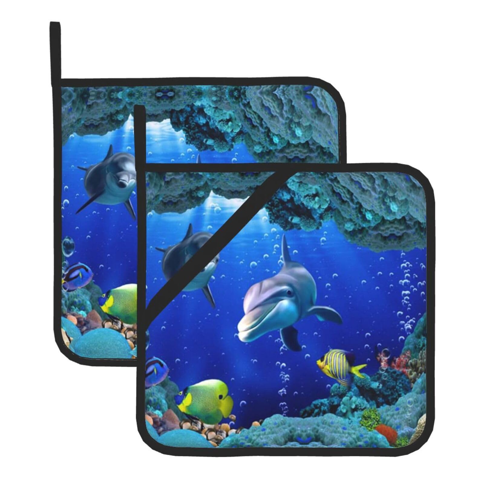 KFRXXZQB 2-Pack Square Pot Holders, Oven Mitts For Baking & Bbq