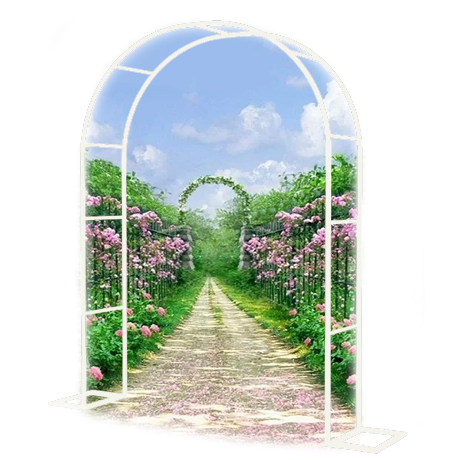 Ampio Arco da Giardino in Acciaio - pergola Metallica da Esterno Adatta a Piante rampicanti, Disponibile in Altezze di 2,8 m, 3 m e 3,5 m, con piedistallo, Ideale per Creare Il Perfetto Arco