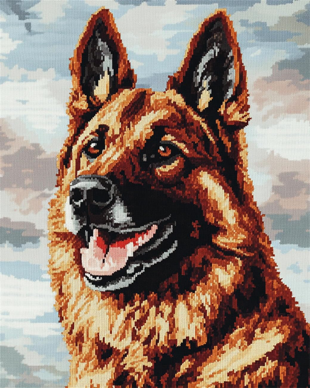 AxiangziK DIY Embroidery Kit German Shepherd Portrait 11CT 80x100cm