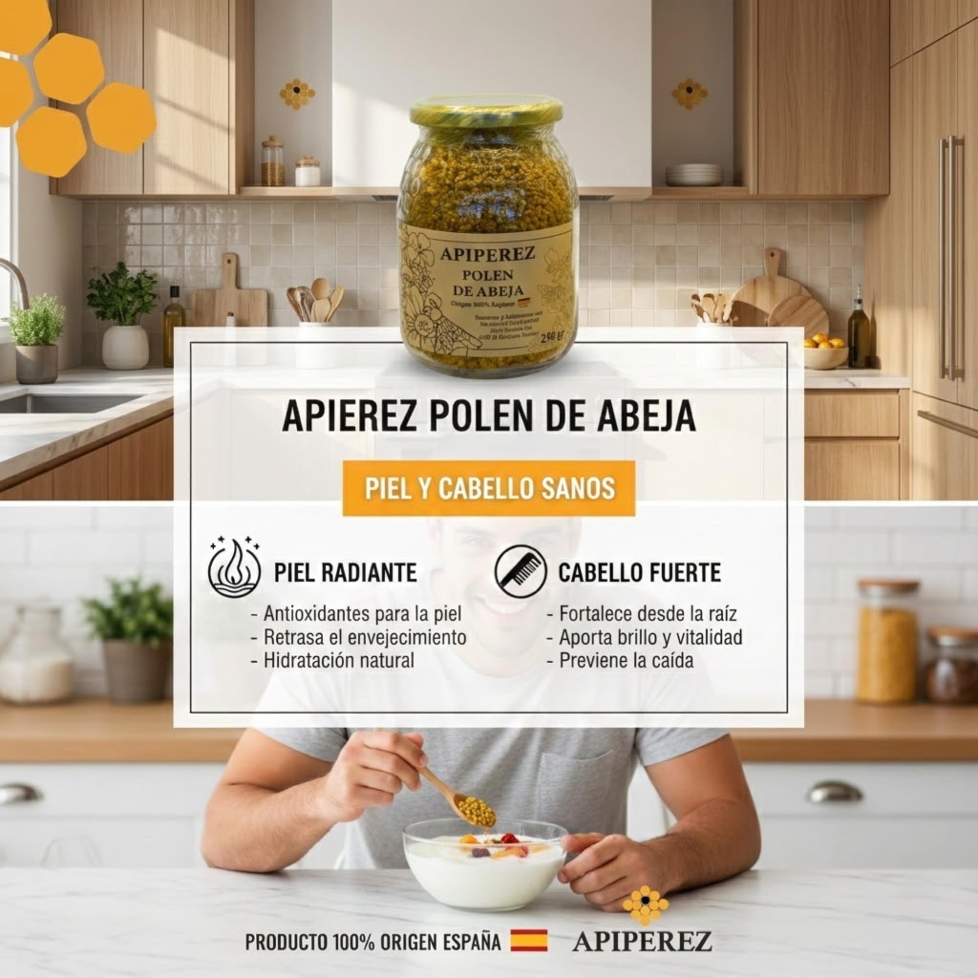 APIPEREZ Polen de Abeja 250 g – Superalimento Natural, Energético y Rico en Proteínas – Mejora Sistema Inmunitario y Rendimiento Físico