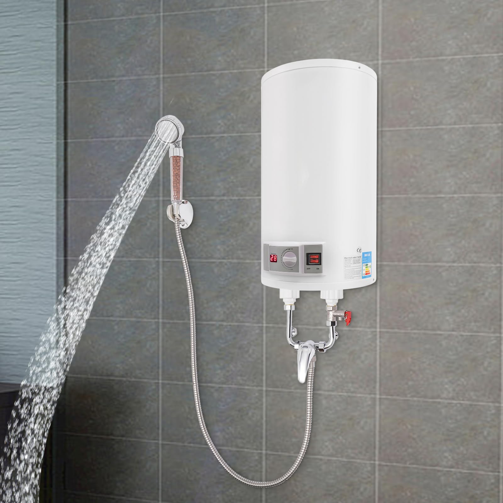 Elektryczny zbiornik ciepłej wody o pojemności 50 litrów, moc grzewcza 1500 W i termometr, energooszczędny, zawór bezpieczeństwa, bojler na wodę, bojler ciepłej wody do łazienki, salonów