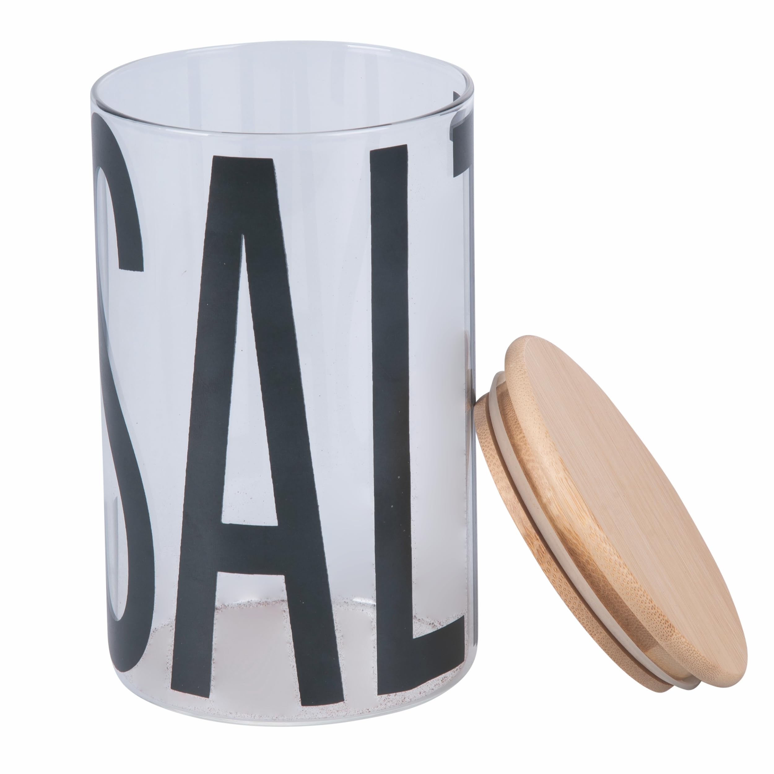 Barattolo Portasale Villa D'Este In Vetro Da 1L - Coperchio In Bamb&ugrave; - Design Elegante