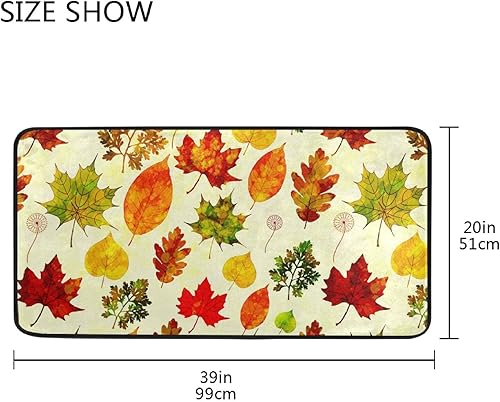 Miniatura 5 de Tapete de cocina de hoja de arce amarillo de 39 x 20 pulgadas, tapete de cocina de otoño con hojas que caen debajo del fregadero, tapete