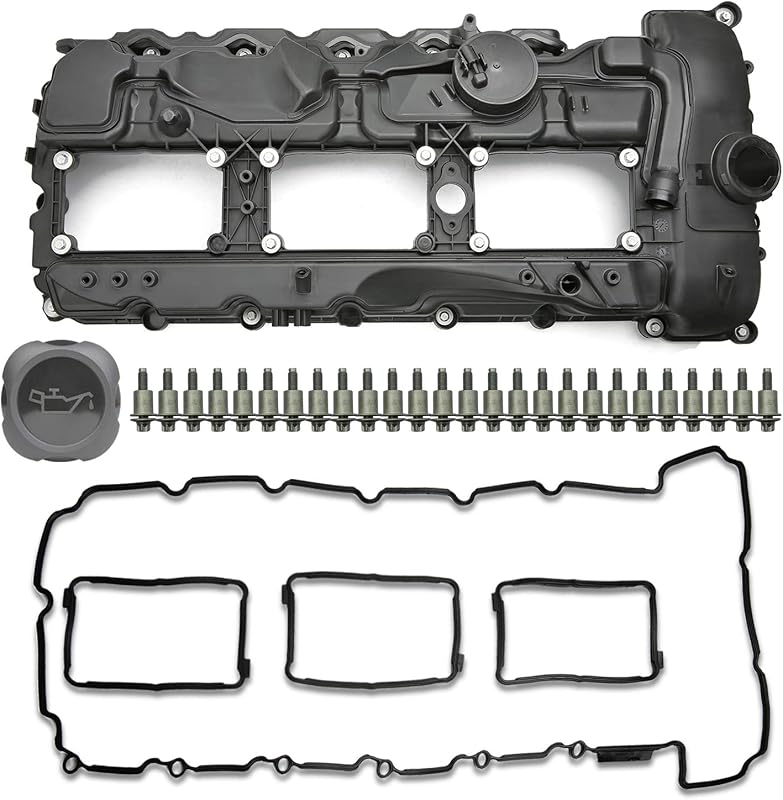 Tampa de válvulas do motor N55 MITZONE com junta, parafusos e tampa de óleo para BMW – Kit
