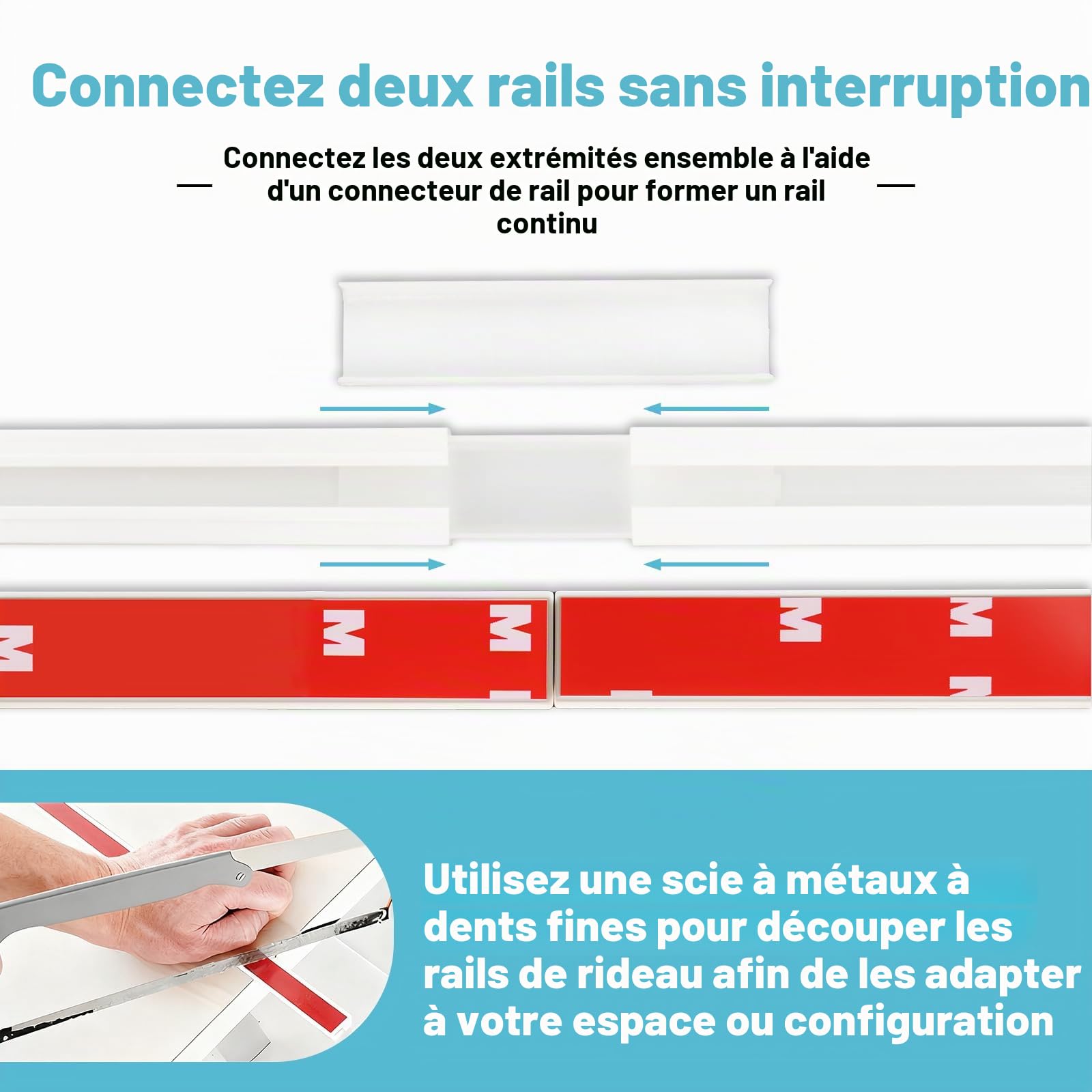 Rails à rideaux, Tringle à Rideau Adhésive, 3 Meter Rail de Rideau Sans Perçage, peut être Utilisé sur les Plafonds et les Murs, Convient à la Maison, au Bureau, à la Caravane
