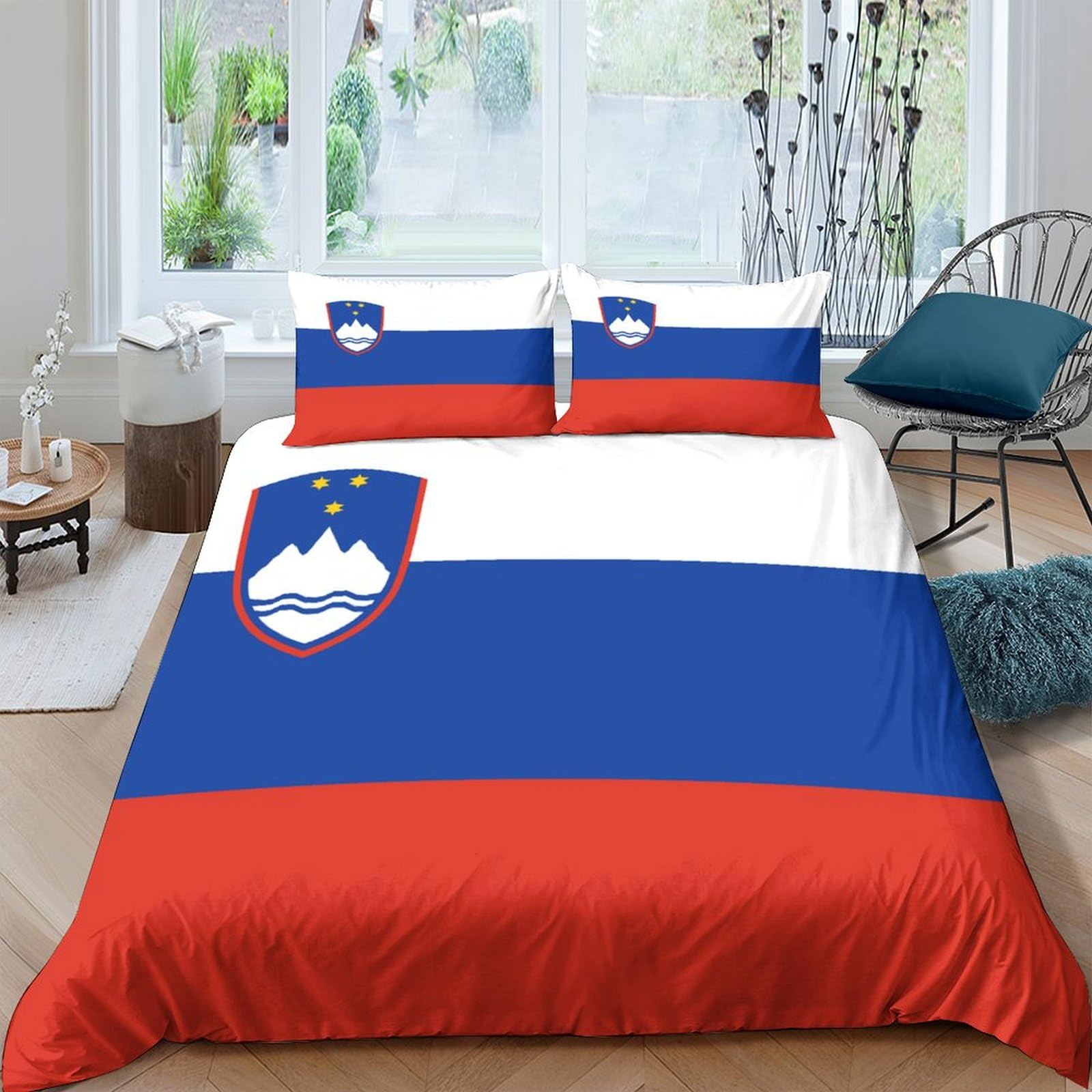 Housse de couette sur le thème de drapeau Slovénie en microfibre premium 3D