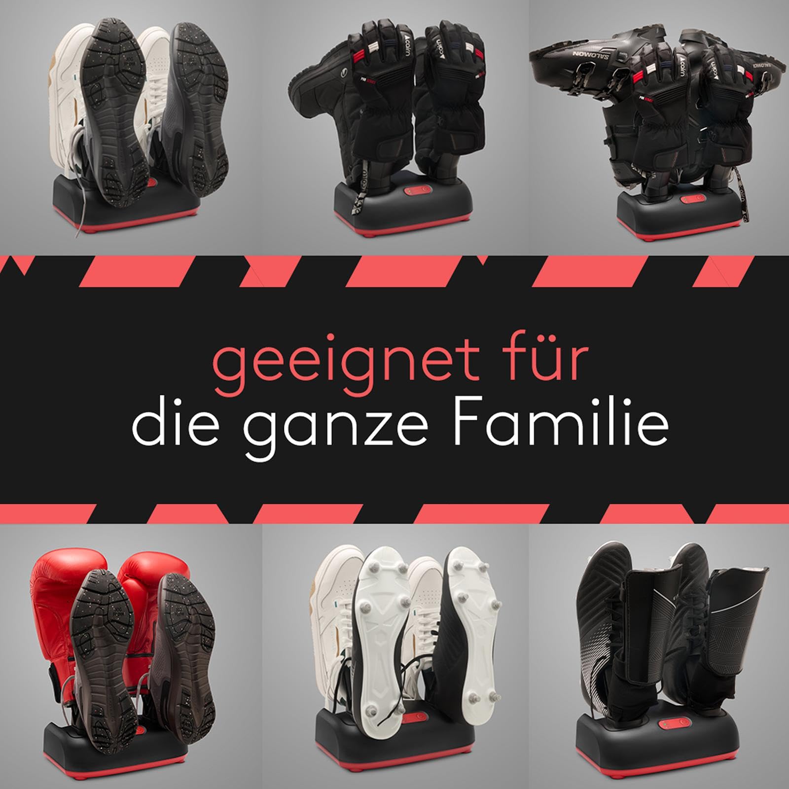ShoeDry 2 Pair Schuhtrockner & Schuhdeo | Doppelte Stiefeltrockner & Schuhgeruchsentferner mit Aktivsauerstoff | Schuhdeo gegen Geruch antibakteriell für Fußballschuhe, Turnschuhe, & Mehr | 110W
