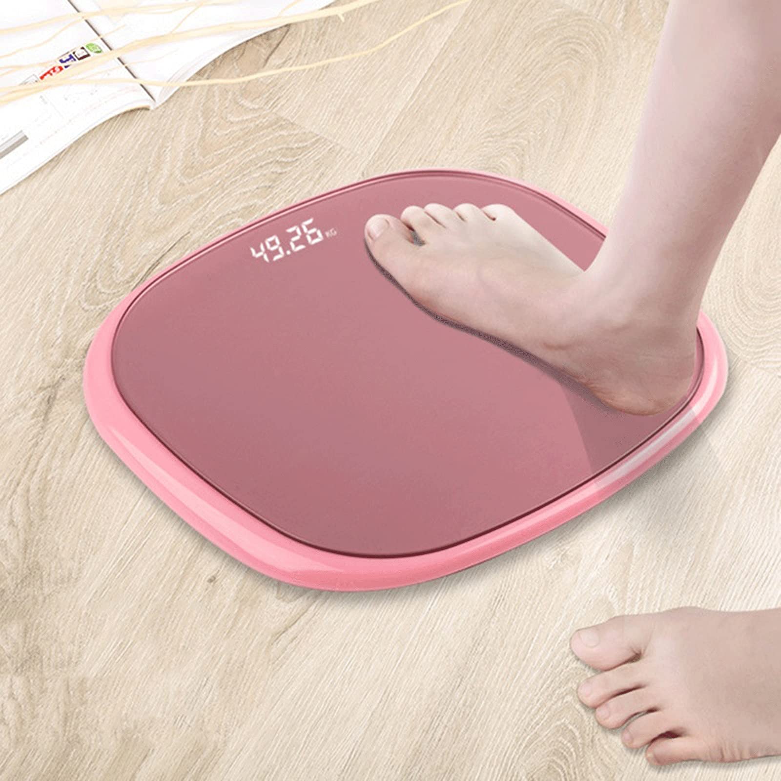 JINGYAN Bilance pesapersona digitali Bilance da bagno Blocco per il corpo Scala per Smart elettroniche in vetro temperato GUIDATO di pesatura della famiglia digitale