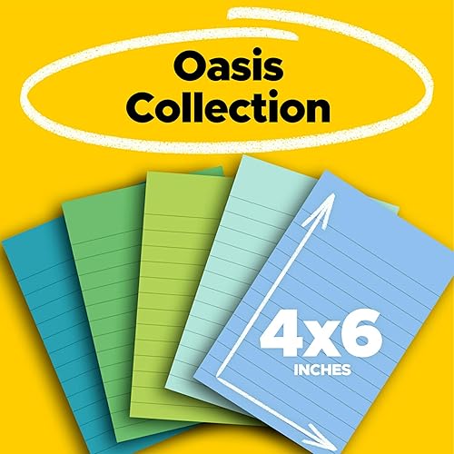 Miniatura 2 de Post-it Notas superadhesivas de papel 100% reciclado, forradas, 4 pulgadas x 6 pulgadas, 8 blocs, 45 hojas por bloc, colección Oasis, suministros