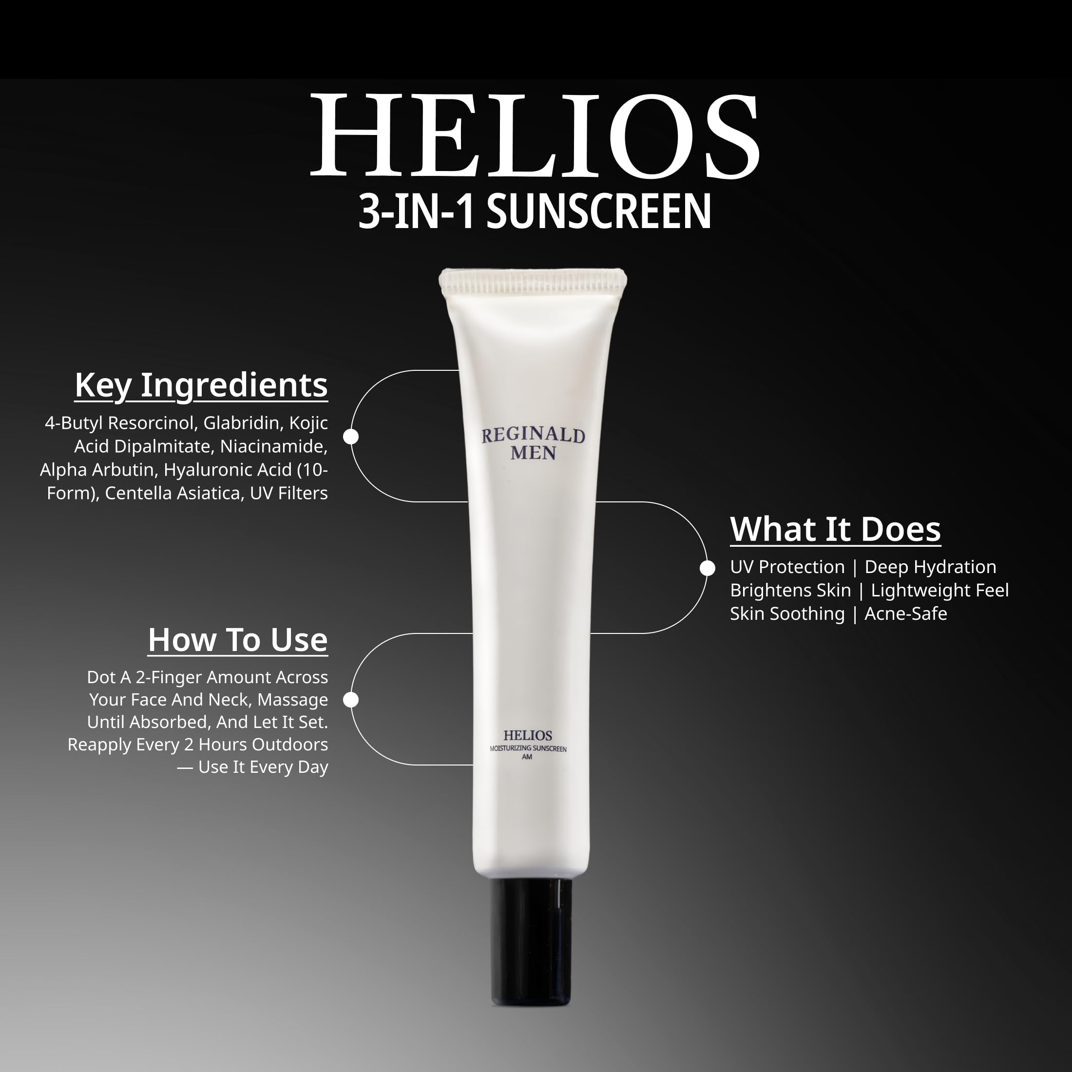 Reginald Men ADONIS - Male Skin Care (Solved) Kit - Daily Use & Gift | Sunscreen (SPF 50+) 50g, Barrier Repair Moisturizer 50g, Face & Beard Wash 100g + Serum - 30ml, Lip Lightening Balm SPF 30+