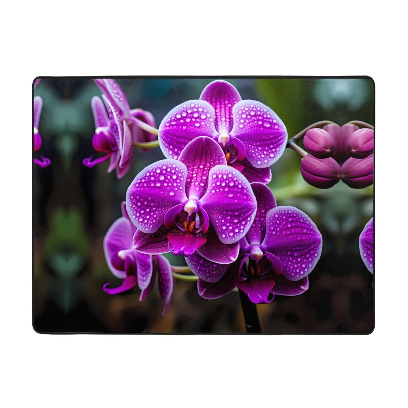 Tapis orchidée antidérapant salon 160x122cm floral