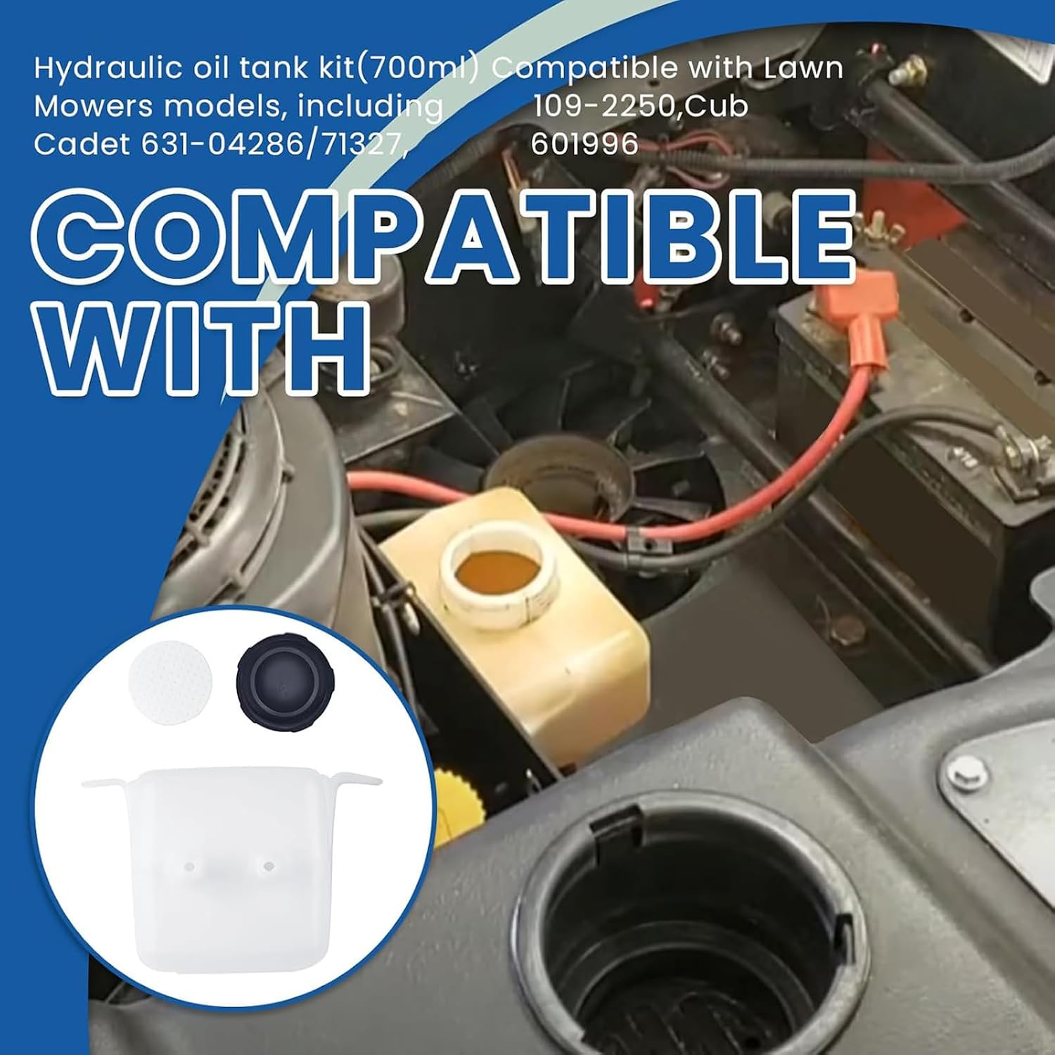 Replacement Hydraulic Fluid Tank 700ml for Mower, Expansion Reservoir for Small Engine Hydraulic, Oil Container