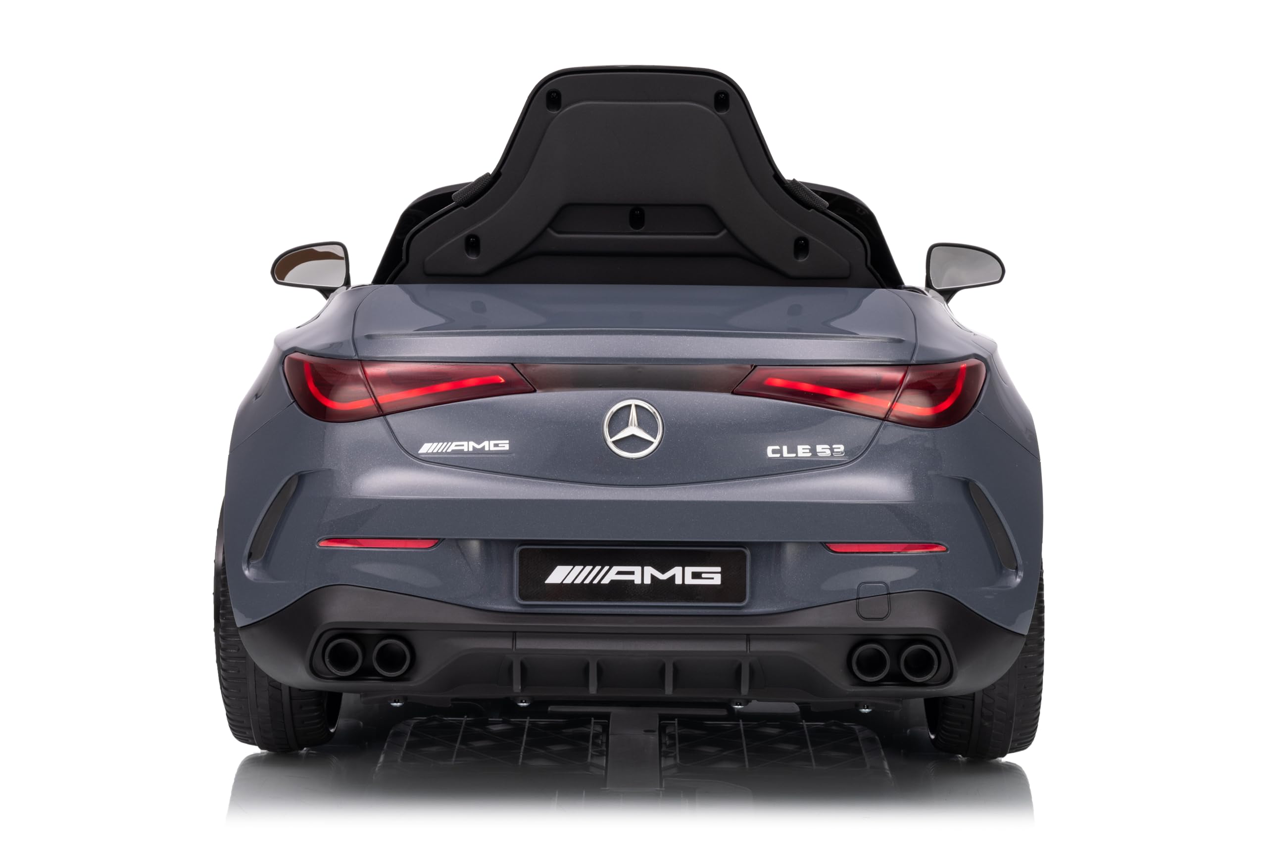 FINOOS Kinder Elektroauto 12V mit Fernbedienung – Mercedes CLE53 - AMG - Elektrofahrzeug - 2 türig - MP3 - Hupe - LED Leuchten - Bluetooth (Grau)