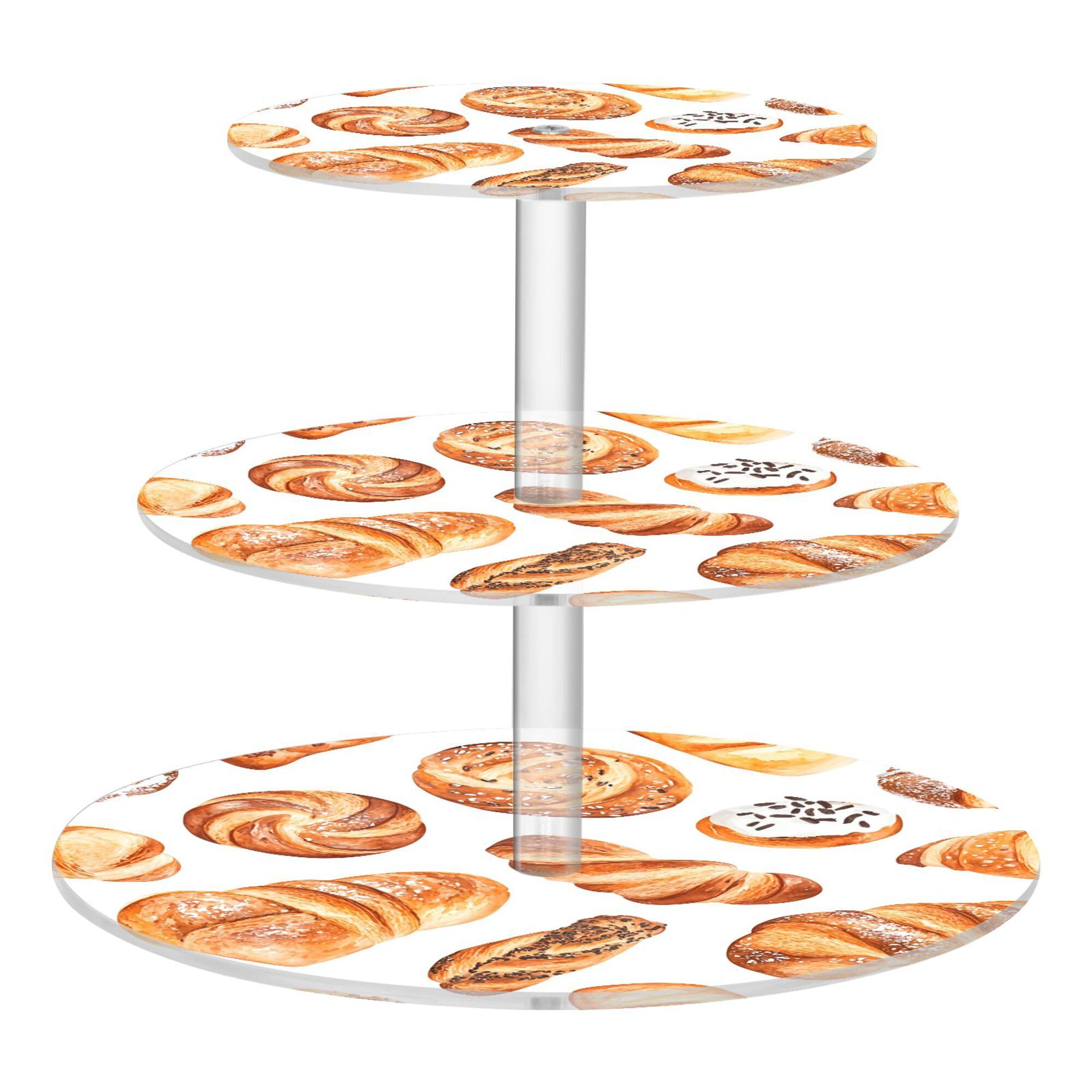 PYBUG Baked Bread 3 Tier Acrylic Cupcake Stands Tower,Dessert Table Display Set for Tea Party,Wedding,Birthday, Baby Shower