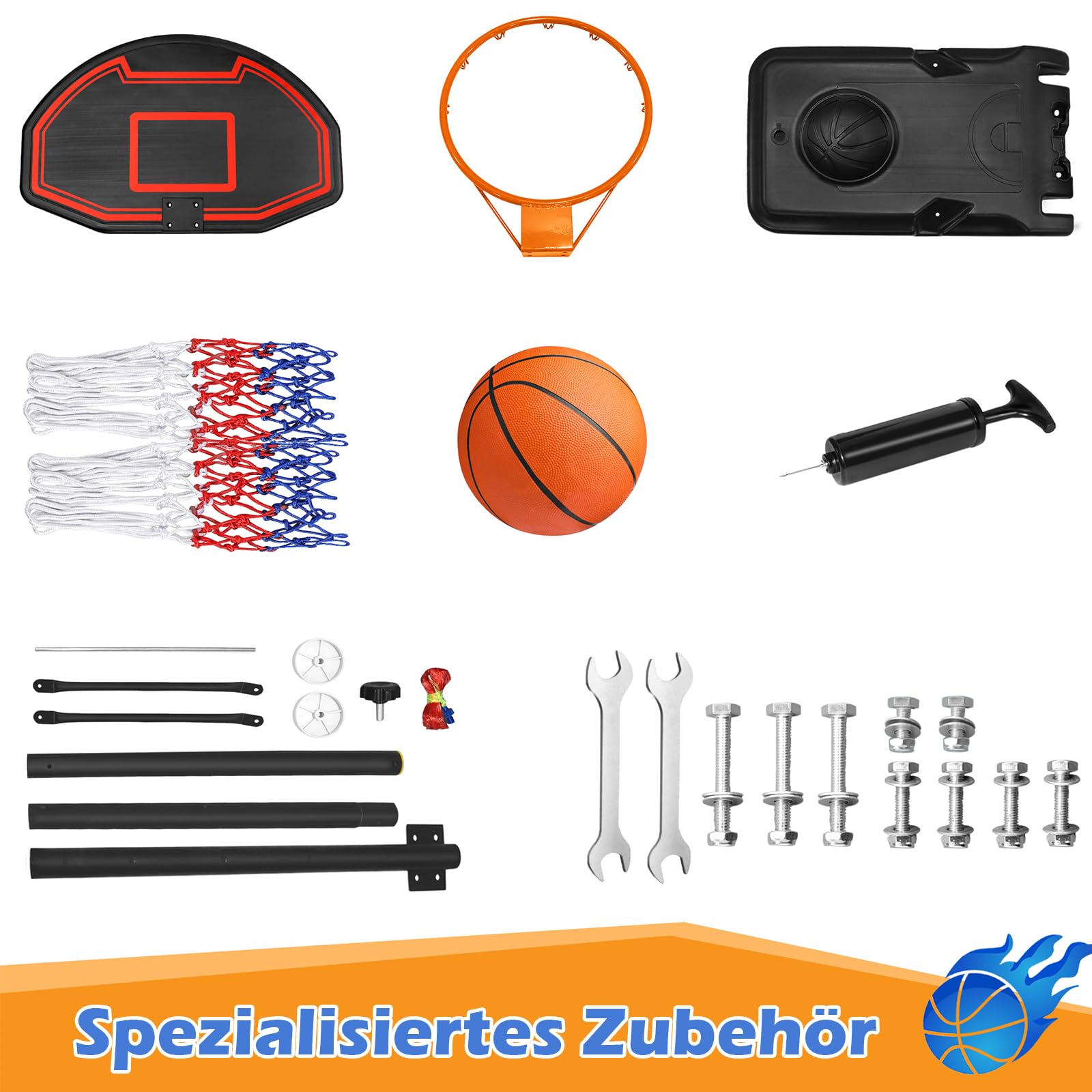 LZQ Basketballkorb Outdoor Kinder mit Rollen und Basketball, Basketballkorb Indoor Höhenverstellbar 156-208cm, Basketball Korb Standfuß mit Wasser oder Sand, Basketballständer Basketballanlage