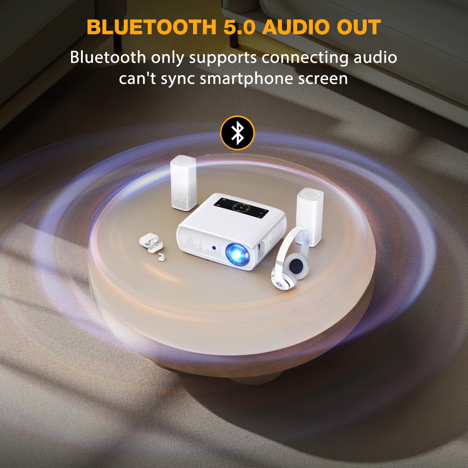 Projektor 5G WiFi – 12000 luksów, 1080p, projektor Full HD, kino domowe, projektor wideo 4K, Bluetooth, projektor Wi-Fi, wyświetlacz 350", kompatybilny z TV Stick, HDMI, USB, X-Box, iOS/Android