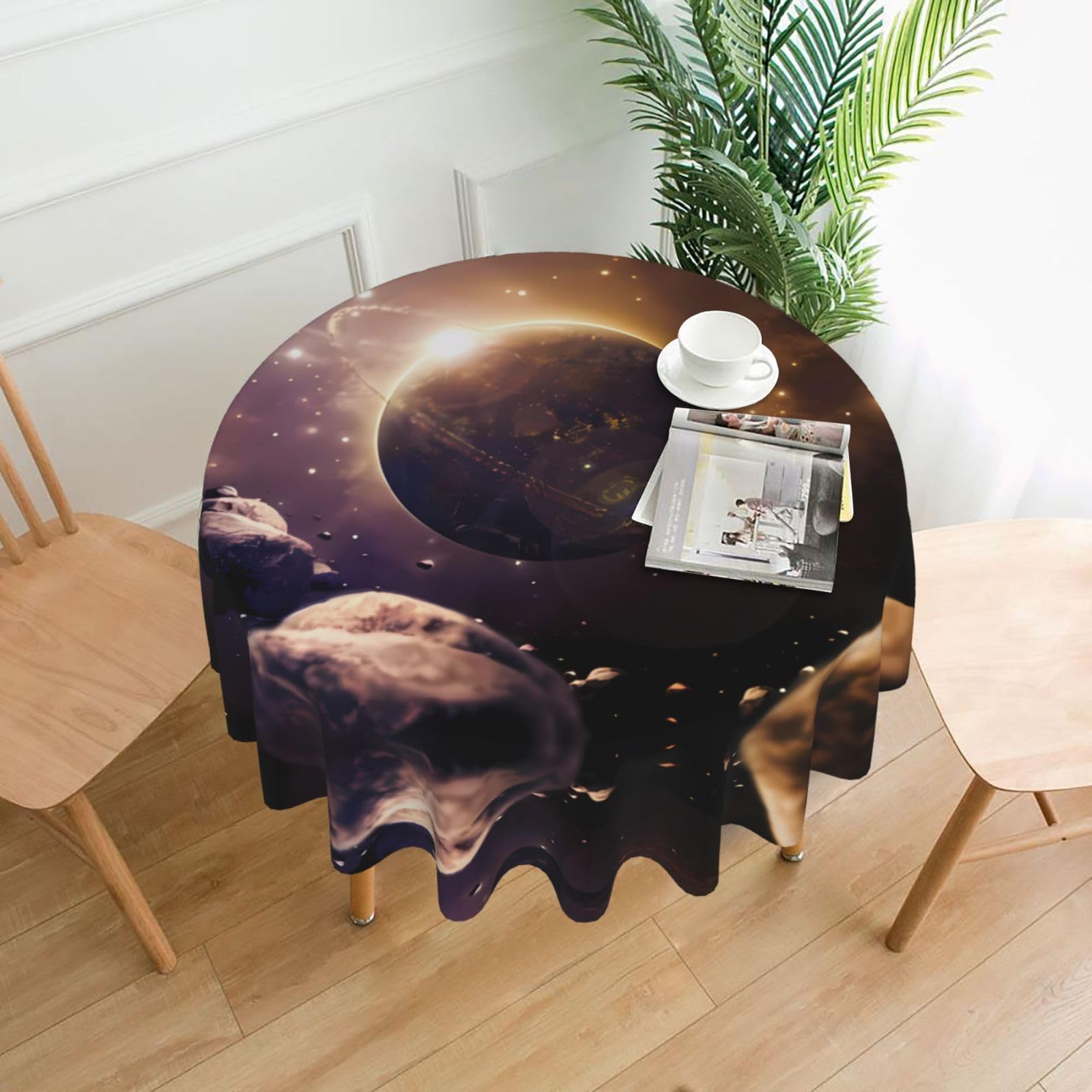hhxvcv Cosmic Shining Planet Round Tablecloth – Dining Table Cover