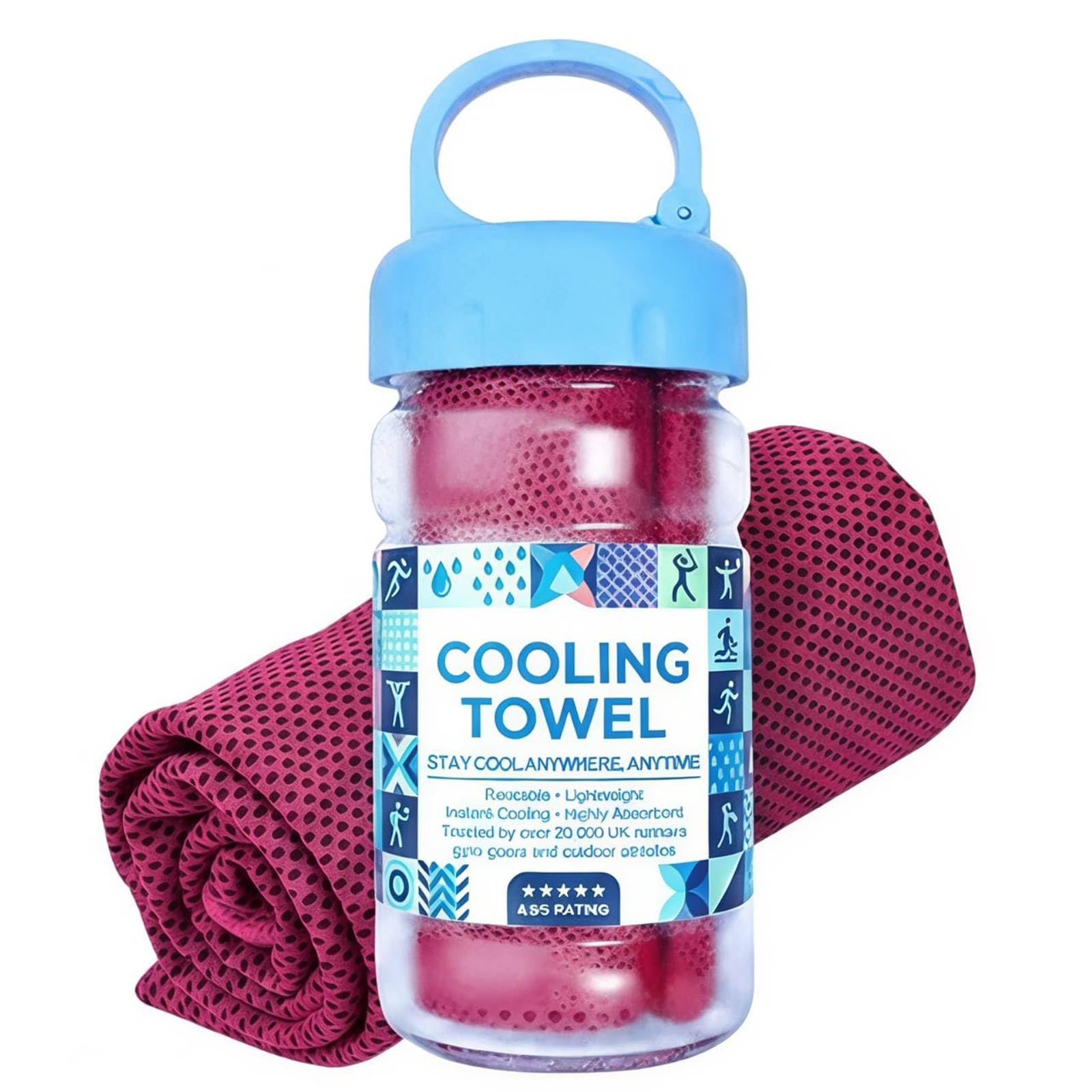 vokkrv Sunny Bee Cooling Towel for Hot Weather, 85x30 cm Cool Towels for Neck Hot Weather, Ice Cool Microfibre Towel for Neck, Quick Dry Mesh, Reusable Soft Absorbent Cooling Portable (Red)