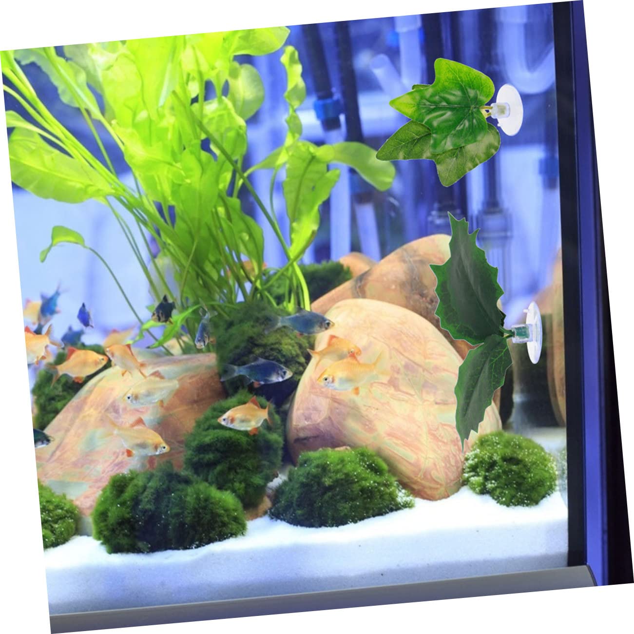 Sosoport 3 Juegos Pecera Paisajismo Hojas Macetas De Acuario Roca del Acuario Decoración De Pecera Bol Peces Simulando Camas De Descanso Hojas Artificiales De El Plastico 10 Uds * 3