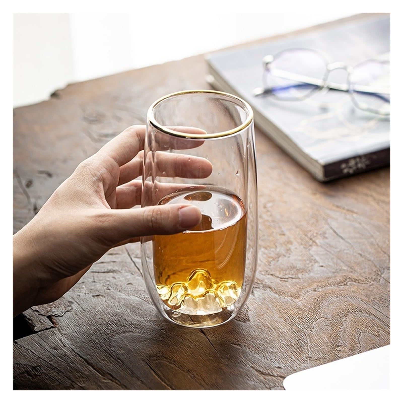 Tazze di vetro Bicchieri a doppia parete, tazza in vetro da 12 Oz