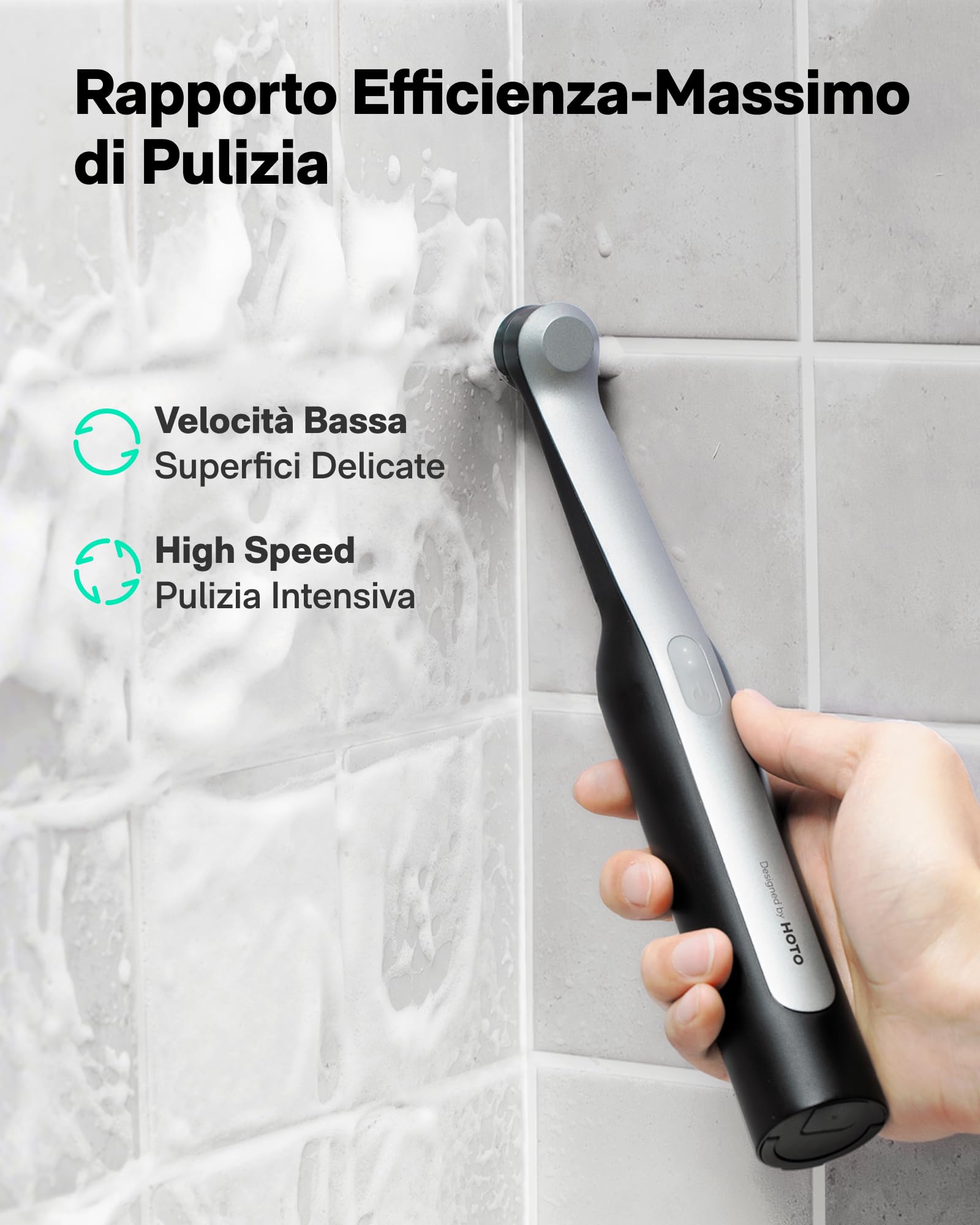 HOTO Wand™ Spazzola Elettrica per Pulizia di Fughe e Grip™ Spazzola Rotante Pulizia per Cucina, Piatti, Bango