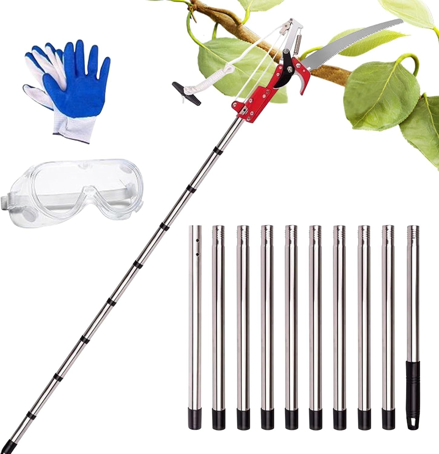 Manual Pole Saws For Tree Pruning - Lightweight Telescopic - Pole Pruner For High Rise Trees,For Orchards Flowers Extensive Vineyards Farmland Gardening Landscaping