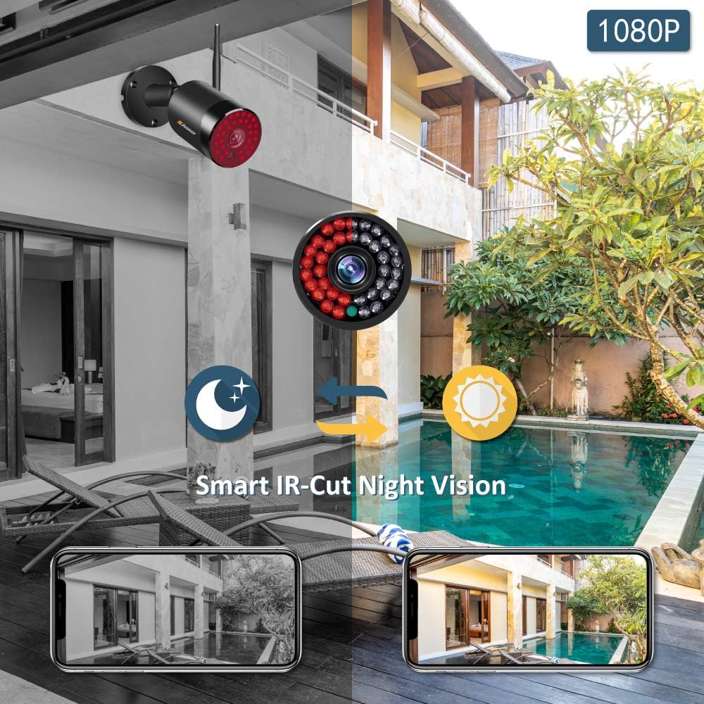 Gеt Sресіаl Prісе [One Way Audio] Wireless Security Camera System Outdoor/ Indoor,4CH 1080P 4PCS Cameras for Home Security System CCTV Surveillance Cameras System with Night Vision,Motion Detection and Siren, 1TB HDD