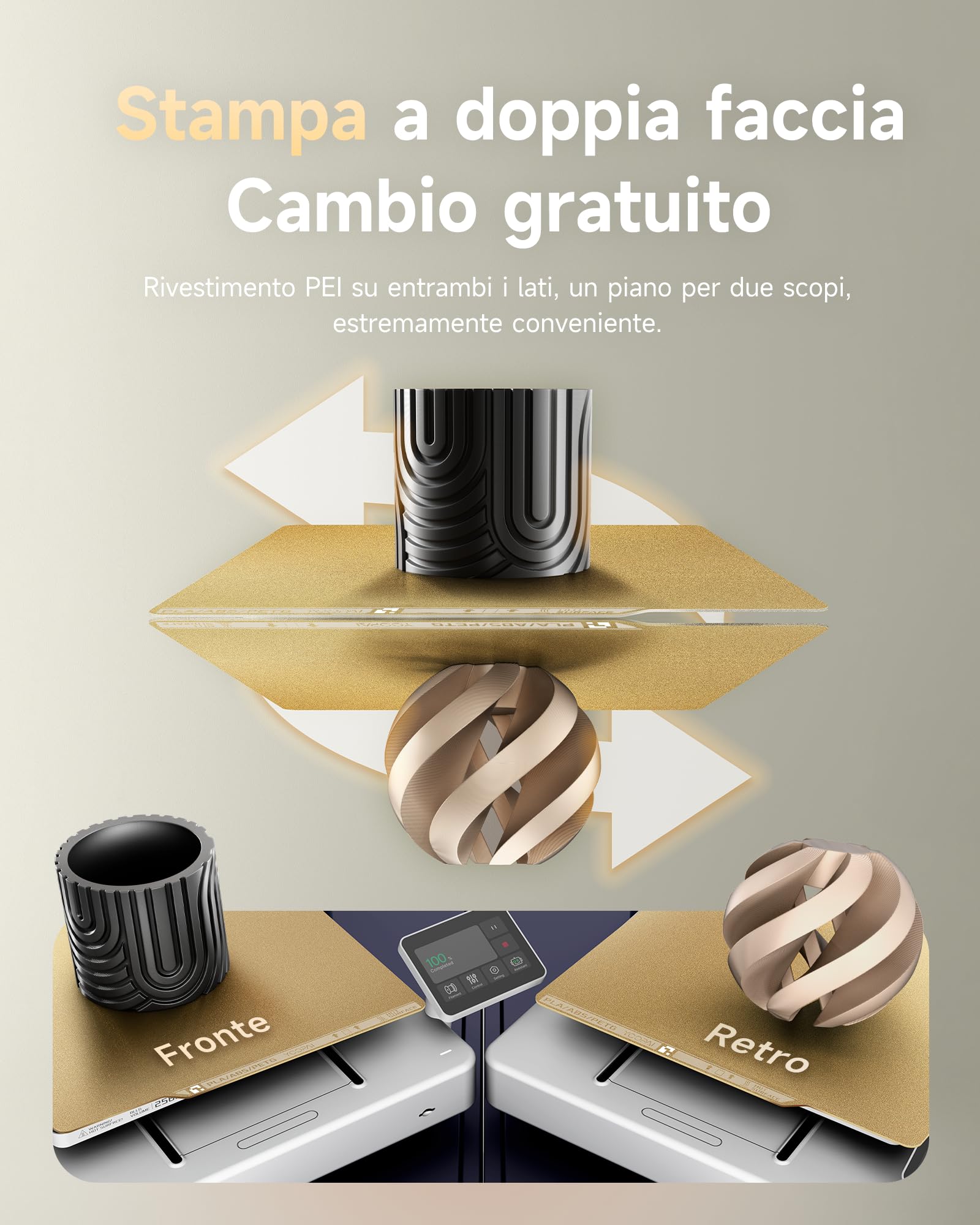 YOOPAI Bambu Lab P2S P1S A1 X1 X1C X1E P1P - Piastra di stampa in PEI testurizzata su entrambi i lati, 257 x 257 mm, 2 pezzi