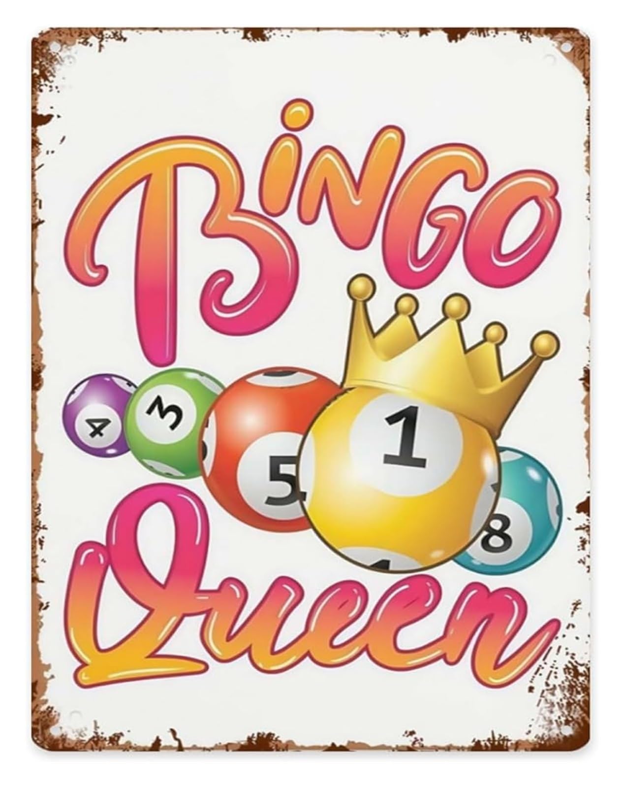 IDGTTLDF Rustic Tin Sign Bingo Queens Women for Farmhouse Entryway Hallway Laundry Room Porch Shed Workshop 8 X 12 in