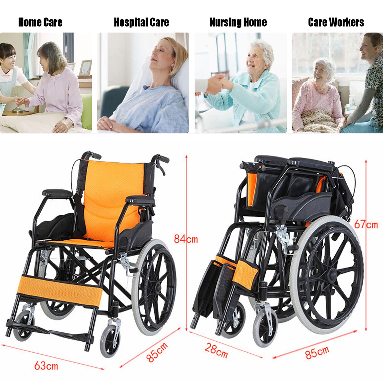 Silla de ruedas manual para adultos, ruedas traseras de 20", silla de ruedas de transporte plegable con respaldo ergonómico, silla de ruedas autopropulsada para exteriores, hogar y viajes, negra