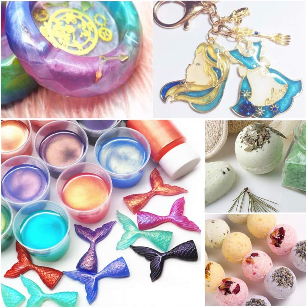 15 Colors Mica Powder Pearl Pigment,Epoxy Resin Dye,Natural Powder Pigments for DIY Slime,Adhesive Pigments,Bath Bomb Dyes,Soap Making,Candle Making,Make-up,Nails,Etc